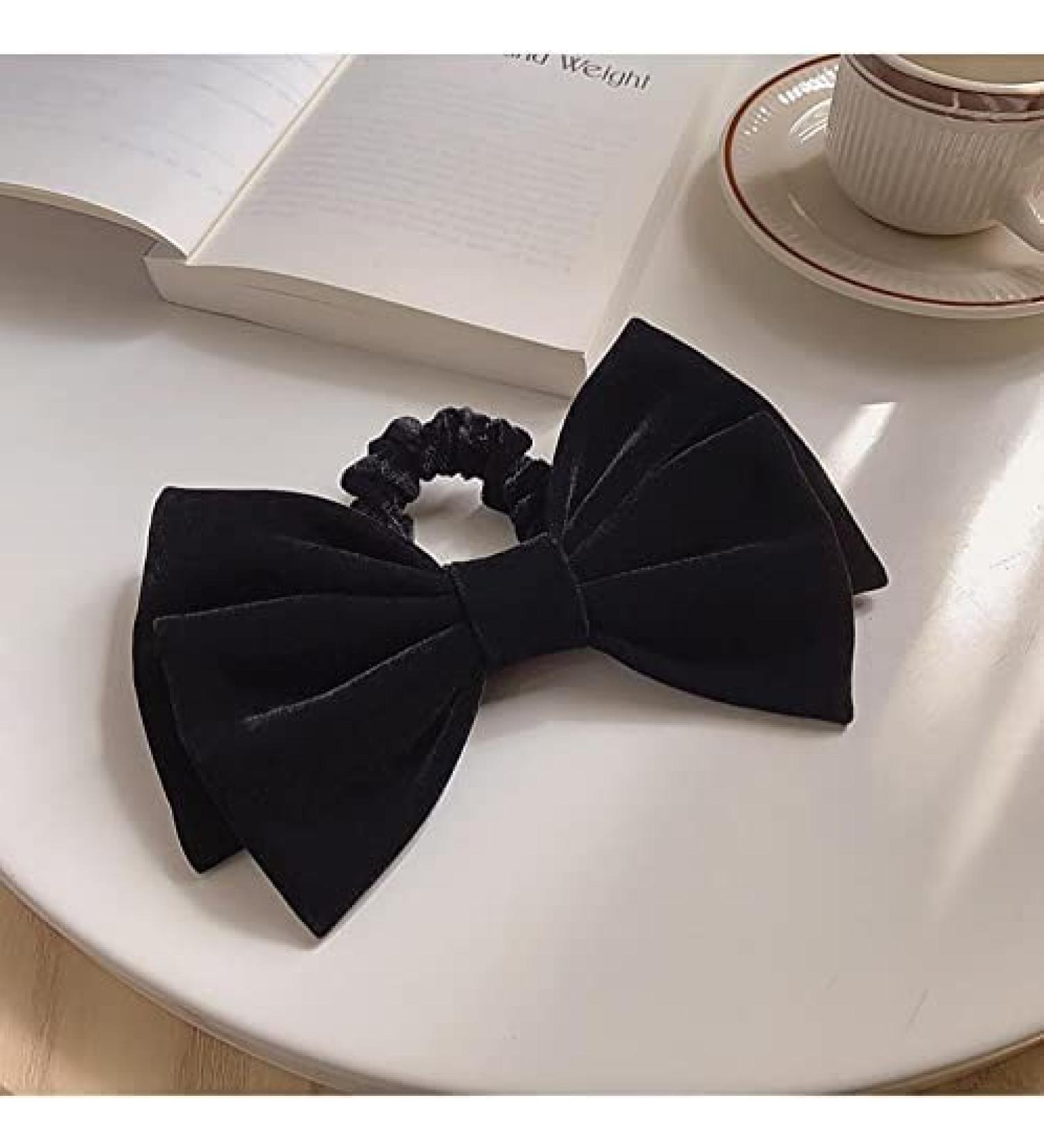 Black Velvet Hair Scrunchies for Women and Girls - Hair Elastic Bow Ties - Buy Online on GoSupps.com
