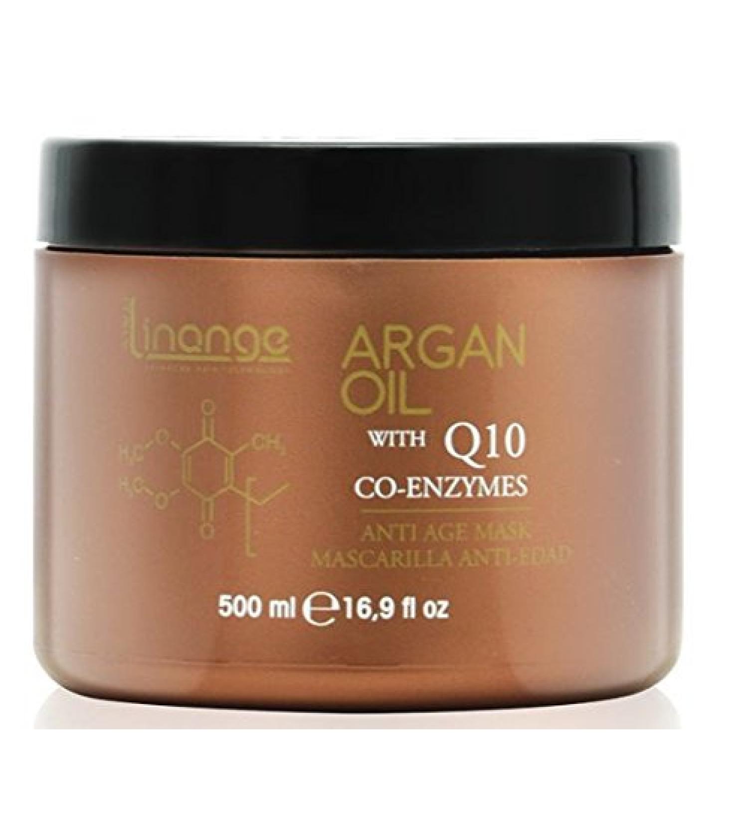 Linange Anti-Age Indulgence Mask w/Argan Oil and CoQ10 500ml  Softening  Strengthening  Moisturizing Hair Care Product  Hair Mask w/Proteins for Men and Women  Dry  Frizzy  Sensitive Hair