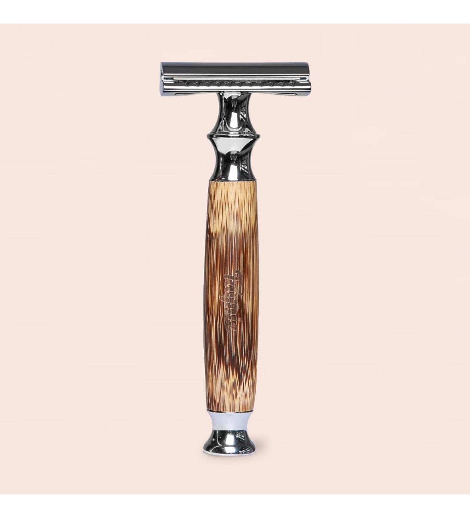 Taynie Bamboo Safety Razor - High-Quality Vintage Wet Razor for Men & Women | Includes 10 Blades - Eco-Friendly Silver Shaving Solution - Buy Online on GoSupps.com