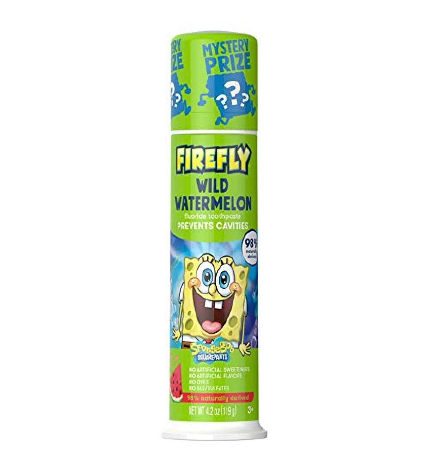 FIREFLY Spongebob Natural Anticavity Fluoride Toothpaste, Wild Watermelon Flavor 4.2oz - Pack of 50 - Buy Online on GoSupps.com