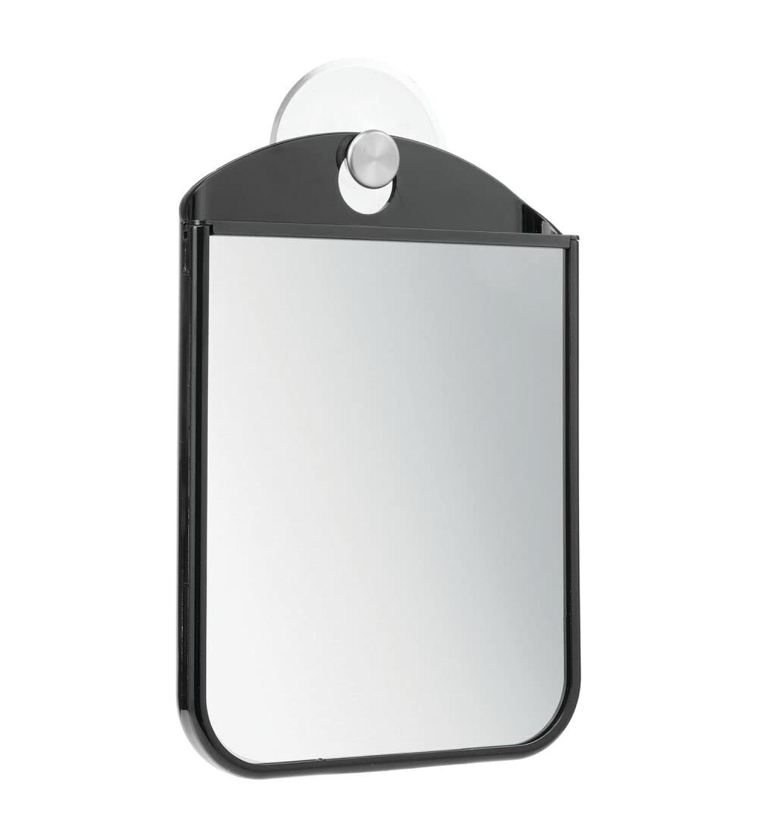 mDesign Bathroom Shower Suction Fog Away Shaving Mirror - Black/Brushed - Anti-Fog Technology - Buy Online on GoSupps.com