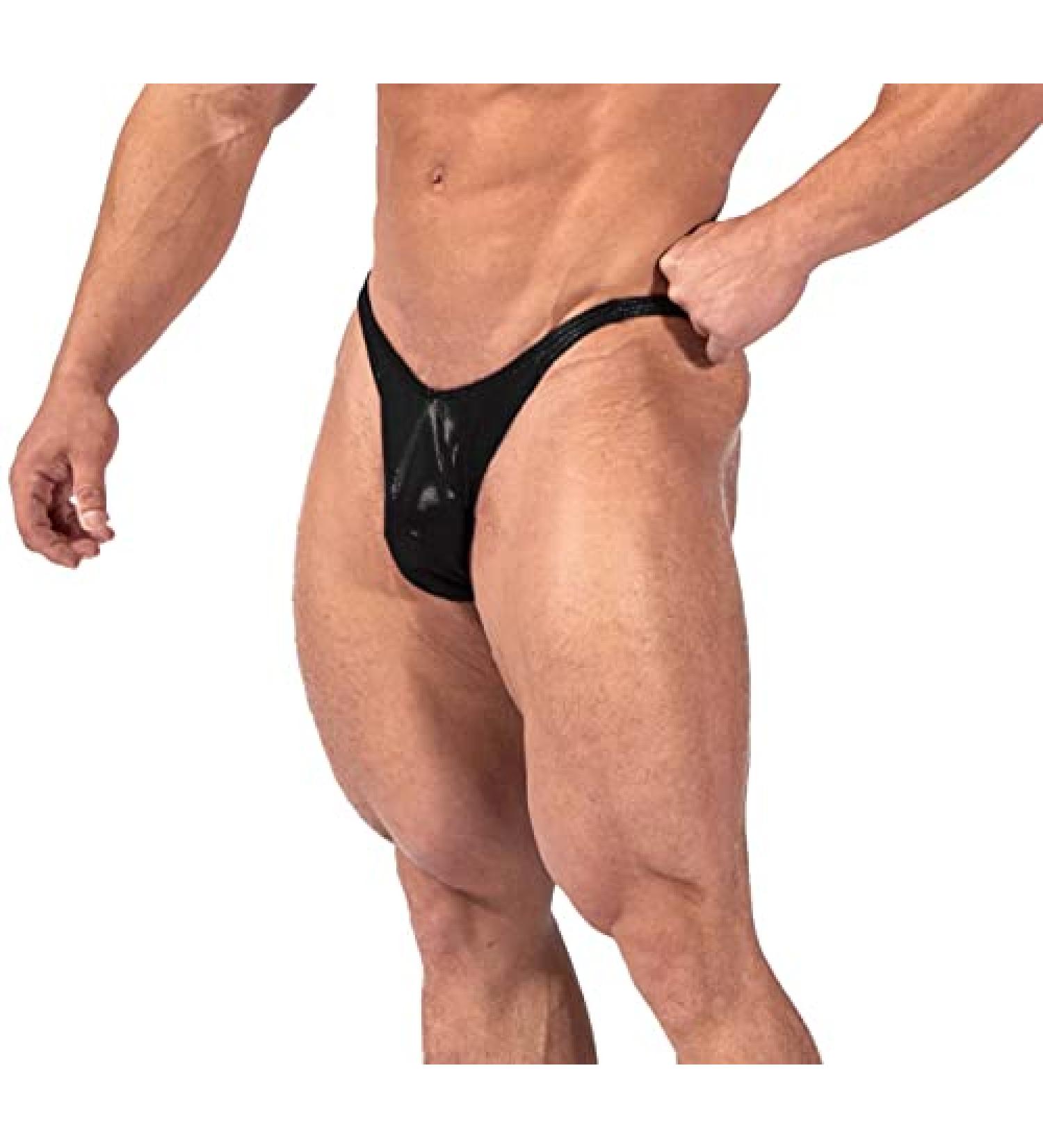 Jed North Men's Bodybuilding Contest Physique Posing Trunks Competition Suit Shorts Small Shiny Black