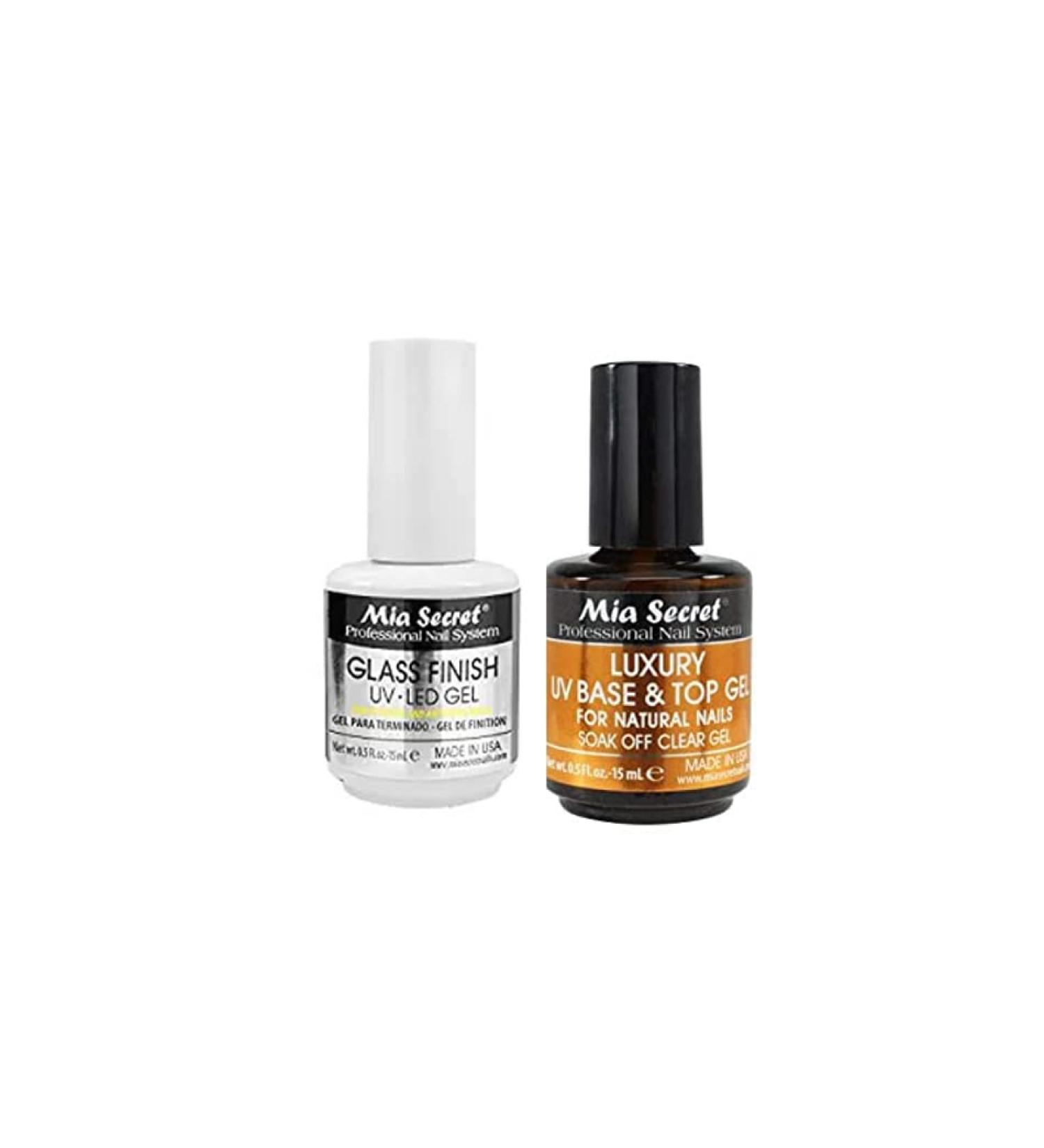 Mia Secret Glass Finish UV-LED Gel 0.5 oz (FG-6S) & Mia Secret Luxury UV Base & Top Gel 0.5 oz (FGN-02)