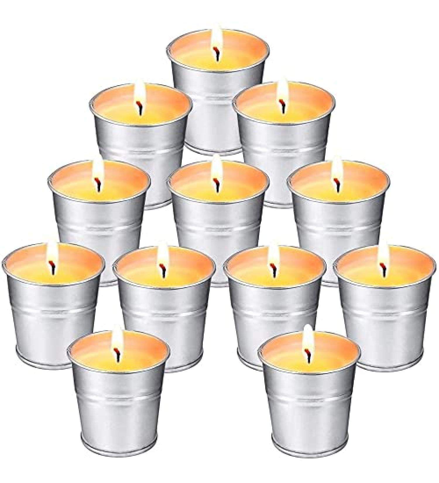 SuperSun 12-Piece Citronella Candle Set in Metal Bucket | Natural Soy Wax Tea Lights for Outdoor & Indoor Use - Ideal for Balcony Terrace Garden & Camping - Buy Online on GoSupps.com