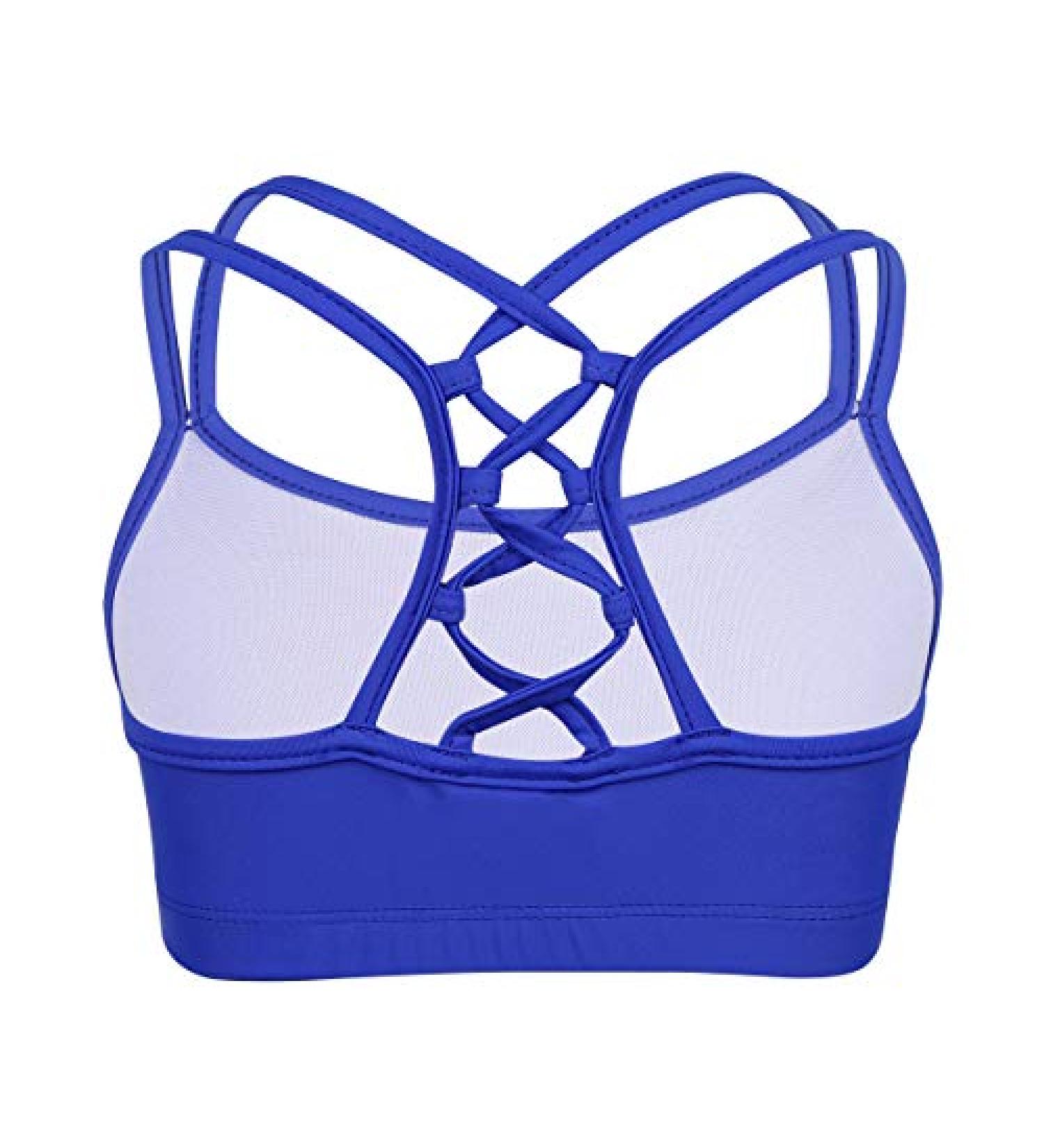 Moily Kids Girls Blue Cross Back Crop Top | Gymnastics Dance Sports Bra Size 14 - Buy Online on GoSupps.com