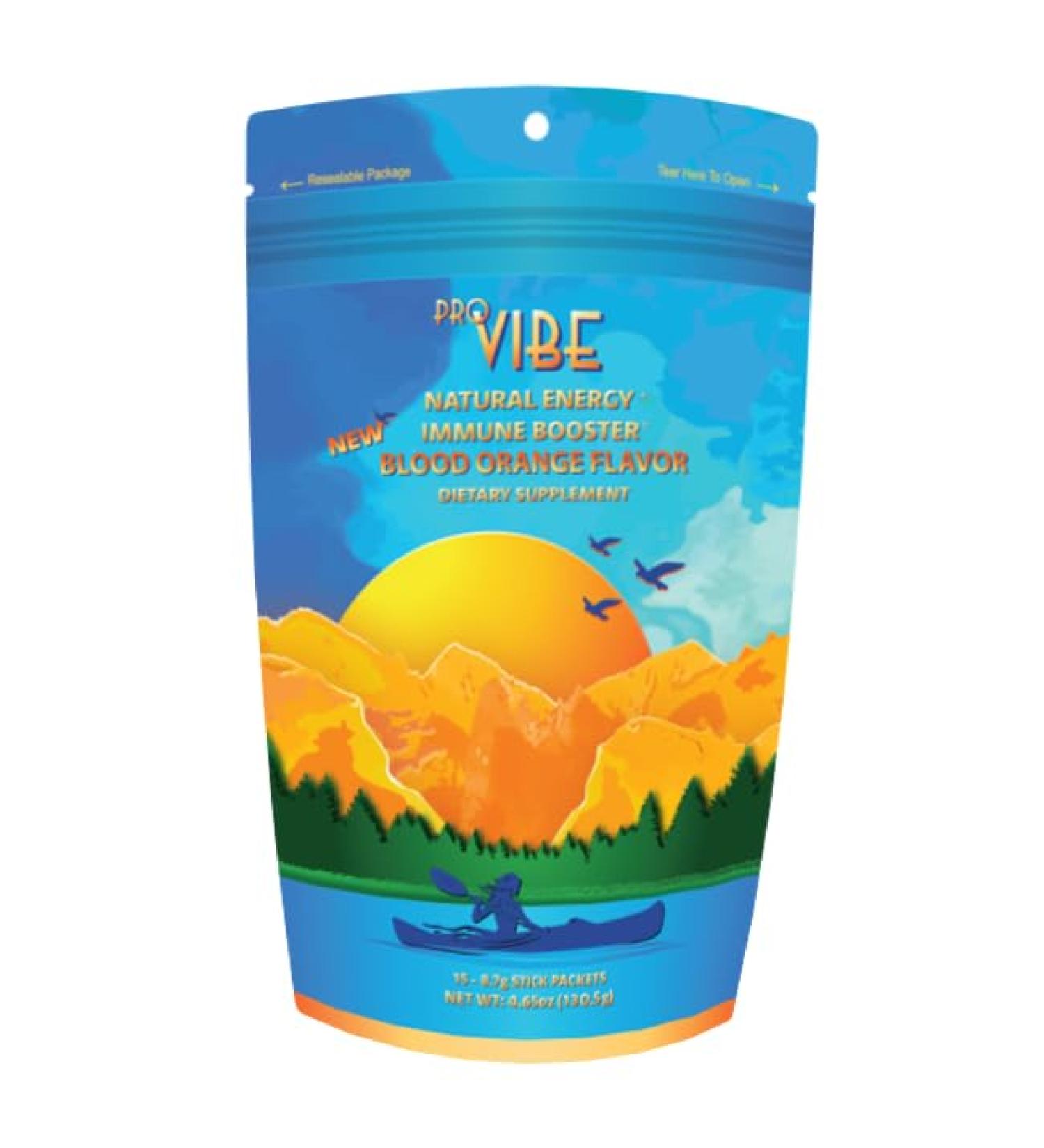 Pro Vibe - Blood Orange Powdered Healthy Energy Drink Mix - Easy Pour Stick Packs - Buy Online on GoSupps.com