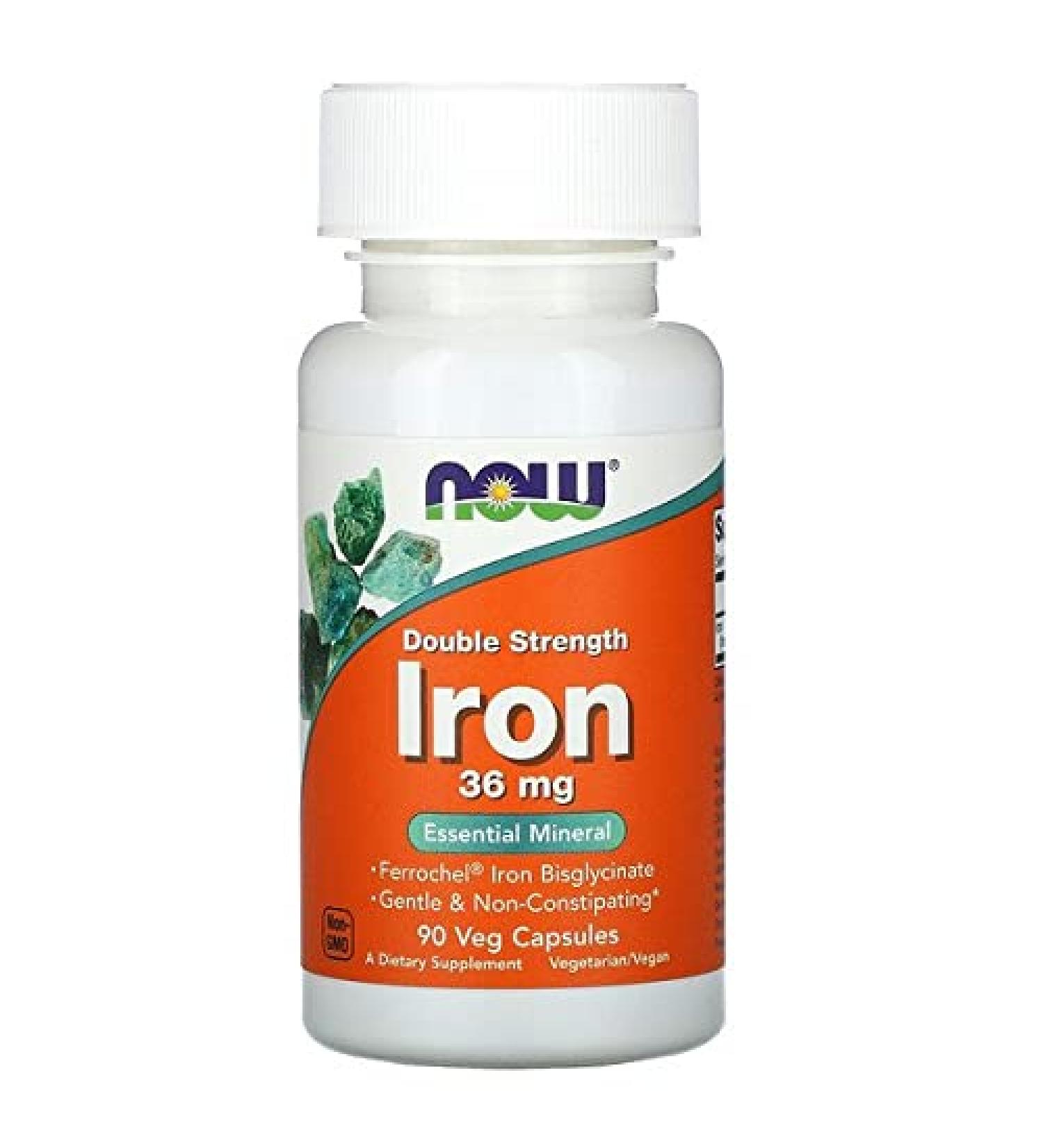 Now Foods Iron Double Strength 36 mg 90 Veg Capsules