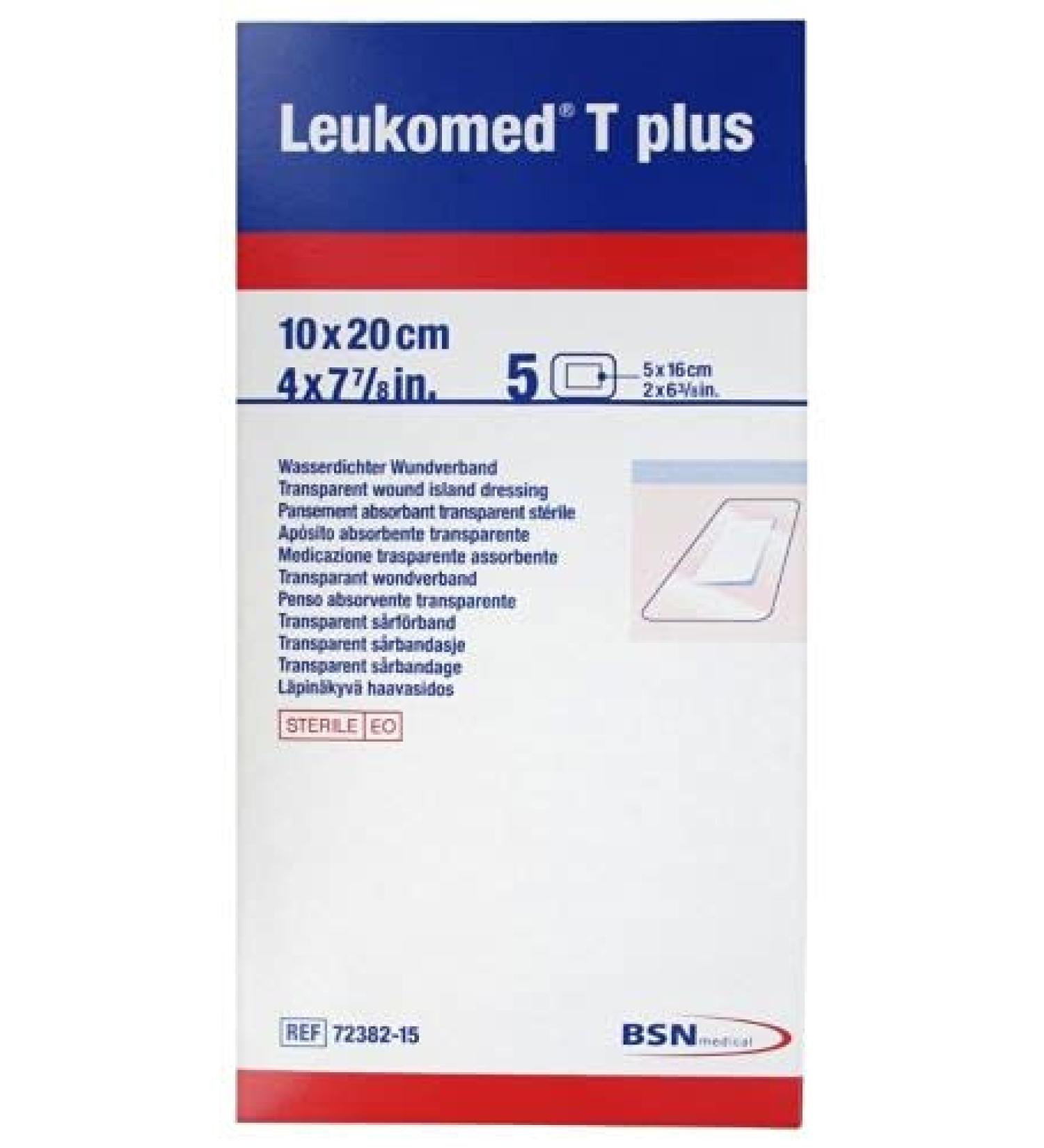 BSN BX/5 LEUKOMED T PLUS WTRPRF ADH TRANSP STERILE DRESSING W/ABS PAD 10CM X 20CM (RETAIL PACK)