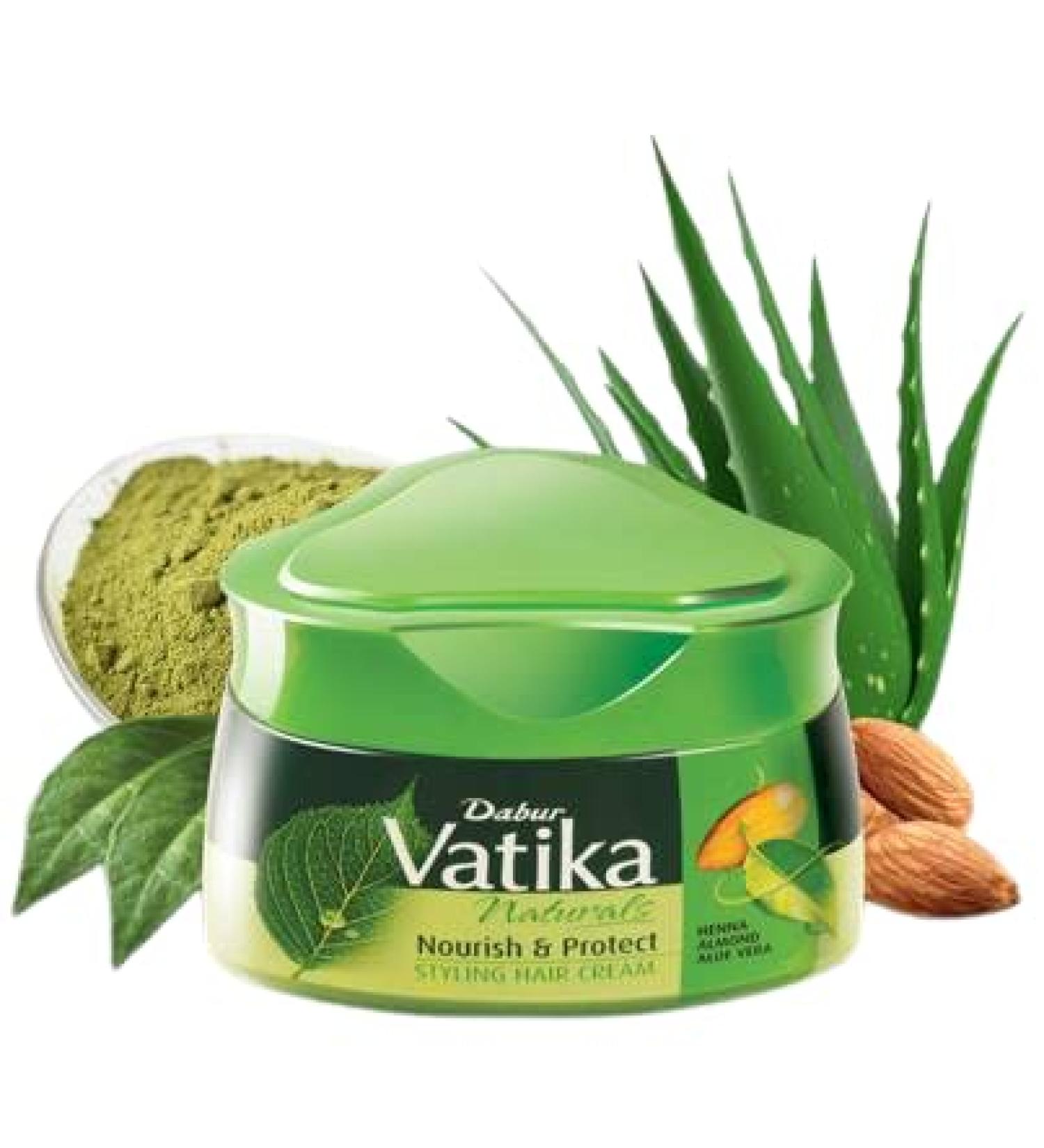 Vatika Naturals Nourish & Protect Styling Hair Cream with Henna Almond & Aloe Vera - 140ml for Healthy Hair | Buy Online Worldwide - Buy Online on GoSupps.com