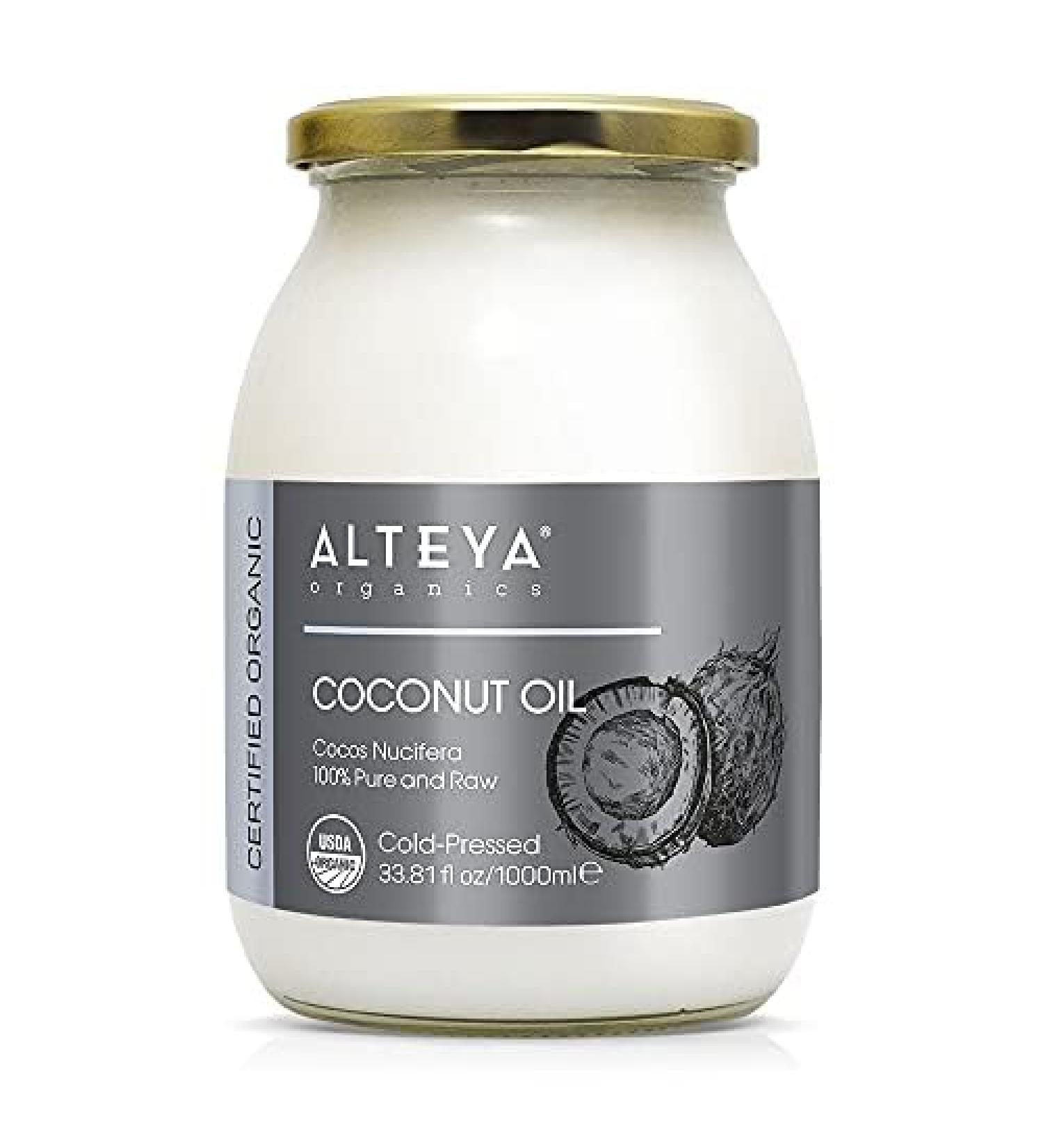 Alteya Organic Extra Virgin Coconut Oil 1000ml - 100% USDA Certified Organic Pure Natural Extra Virgin Coconut Oil (Cocos Nucifera) - Buy Online on GoSupps.com