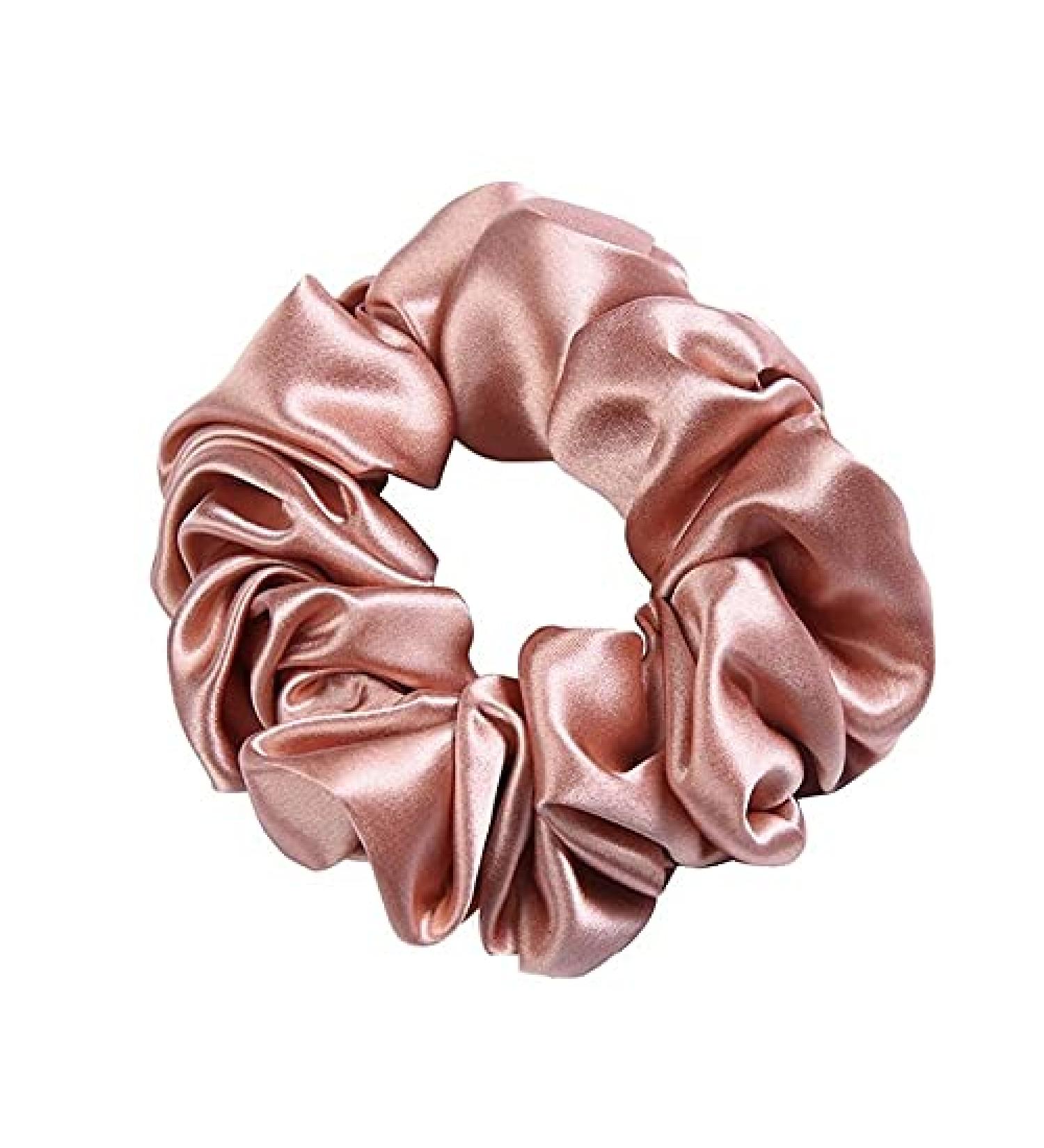 MTSNOO 22 Momme Silk Scrunchies for Curly Hair - 100% Pure Mulberry Silk - Rose Gold-1 Pack for Women & Girls - Buy Online on GoSupps.com