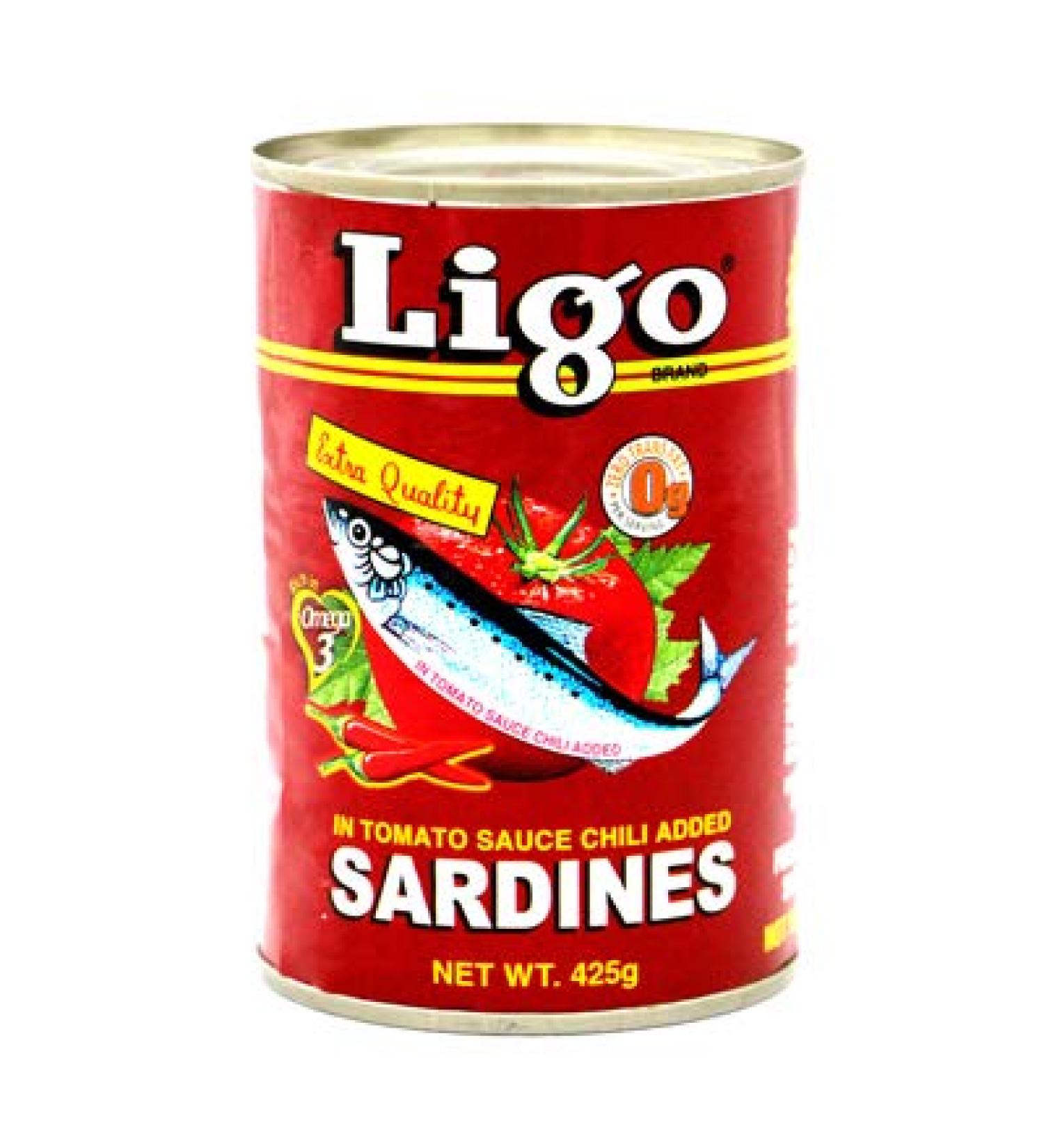 2 Big cans of LIGO Mackerel Sardines in Tomato Sauce Philippine s Best - from Agila Foods Filipino Favorite Food Source ( Green 425 Grams)