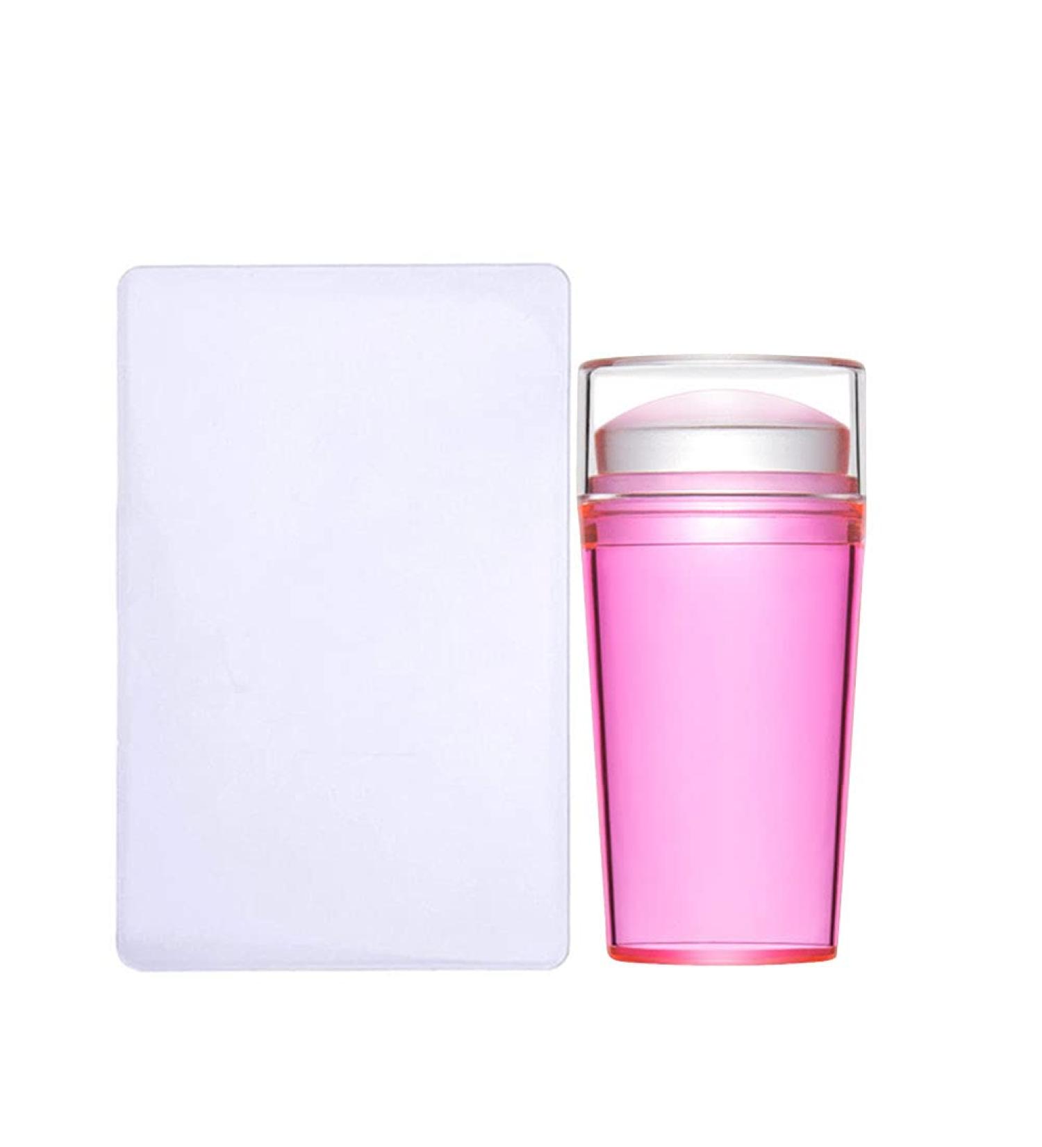 Fitbest Nail Stamp - Soft Silicone Nail Art Tool with Lid & Scraper for DIY Manicure - Pink Design for Women & Girls - Buy Online on GoSupps.com