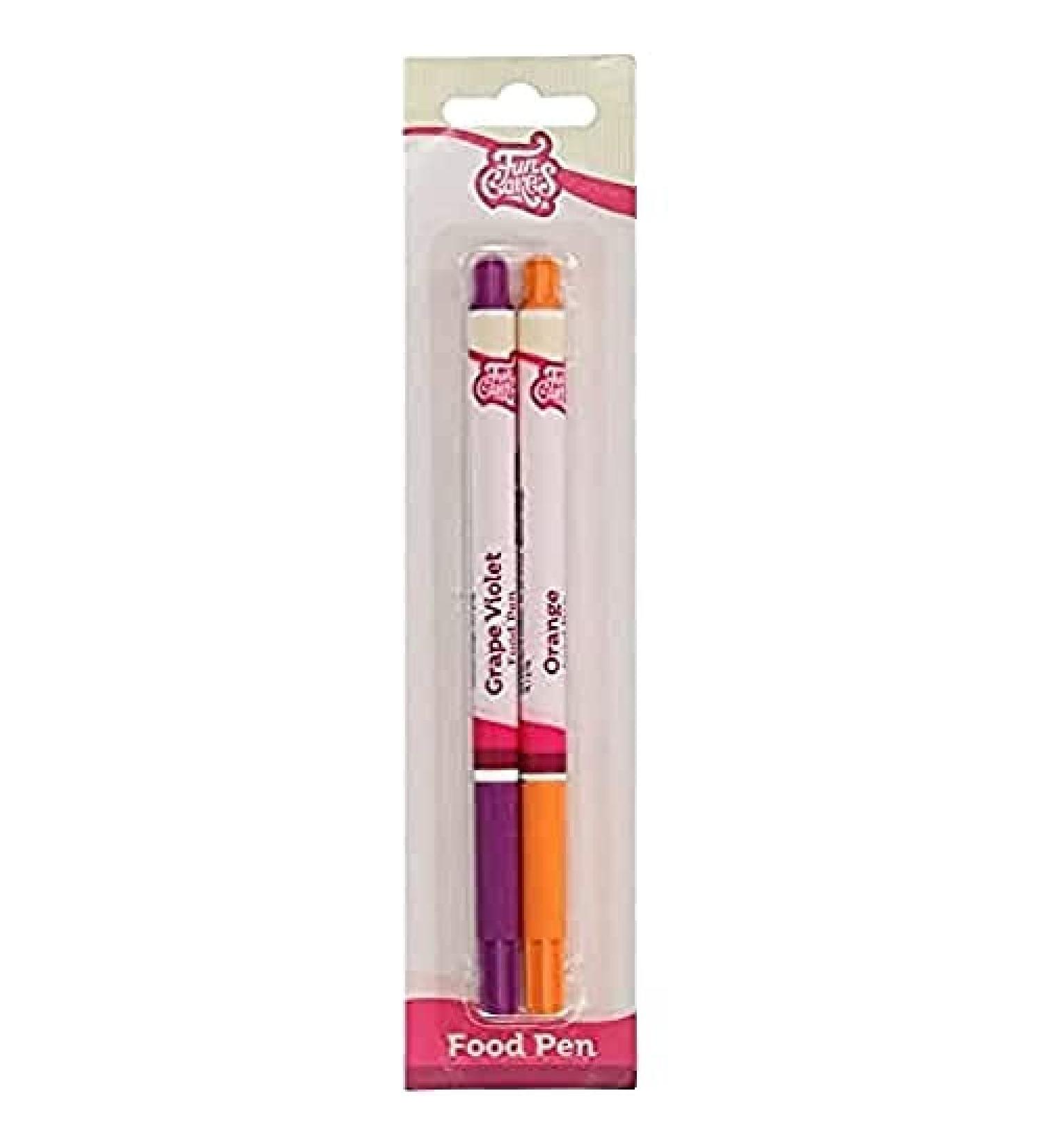FunCakes Food Pen Purple & Orange Set: Writer with 100% Edible Ink Flexible Tip for both thick and thin lines.Great for personalizing your treats with Messages Quick drying time Set/2 - Buy Online on GoSupps.com