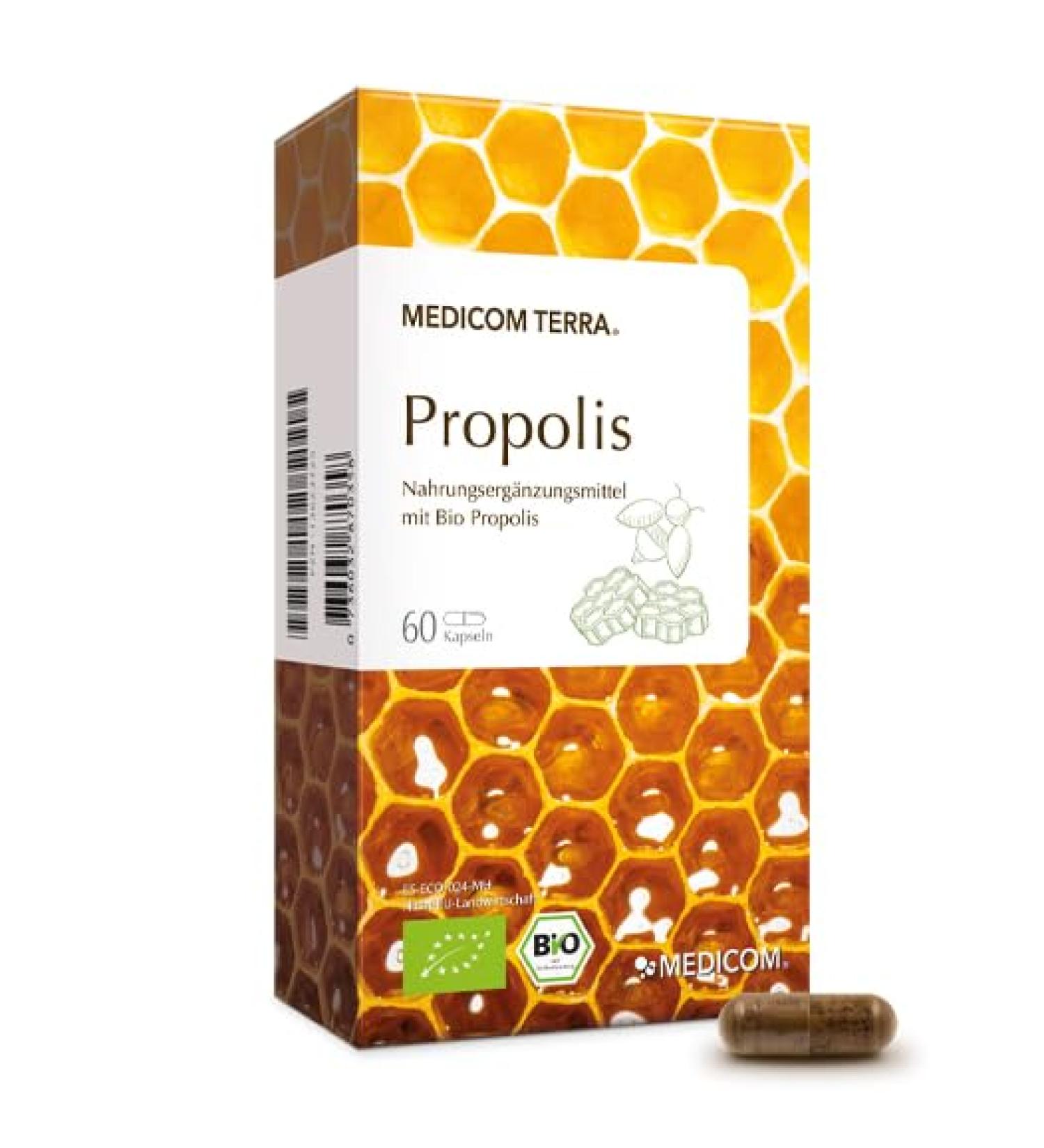 Buy Medicom Organic Propolis Capsules - Natural Bee Resin Complex for Health & Well-being - 60 Capsules - Buy Online on GoSupps.com