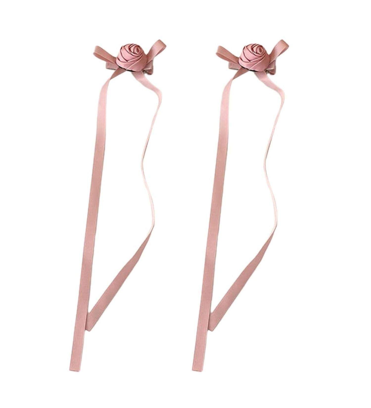 hgnxa Long Ribbon Rose Hair Clip for Hot Girls Flower Shape Hair Barrettes Sweet Color Ponytail Hair Barrettes for Teens Girls - Buy Online on GoSupps.com