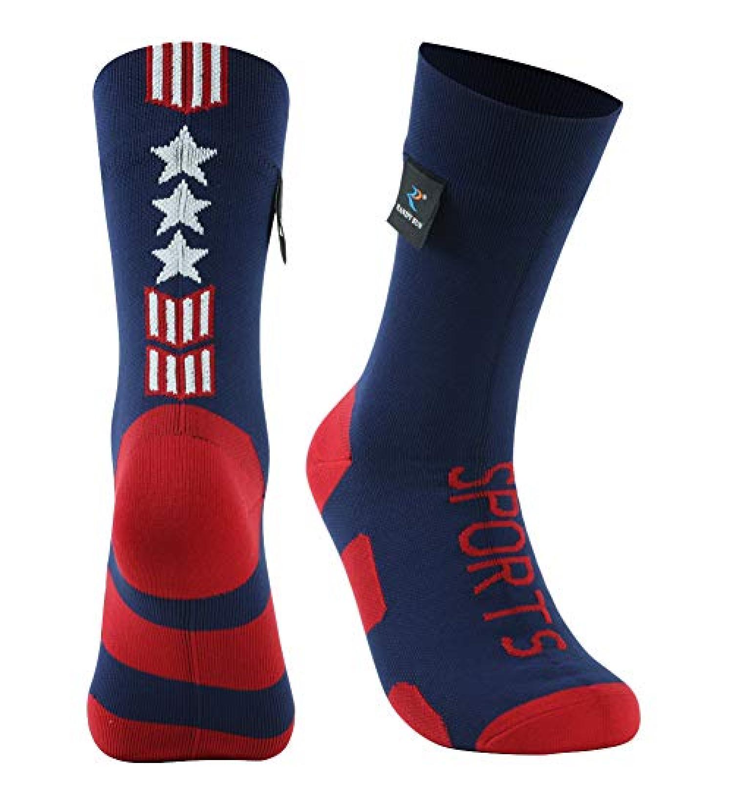 Randy Sun Waterproof Breathable Socks | SGS Certified Unisex Novelty Trail Socks | 1 Pair Medium | Blue & Red USA Flag Design - Buy Online on GoSupps.com
