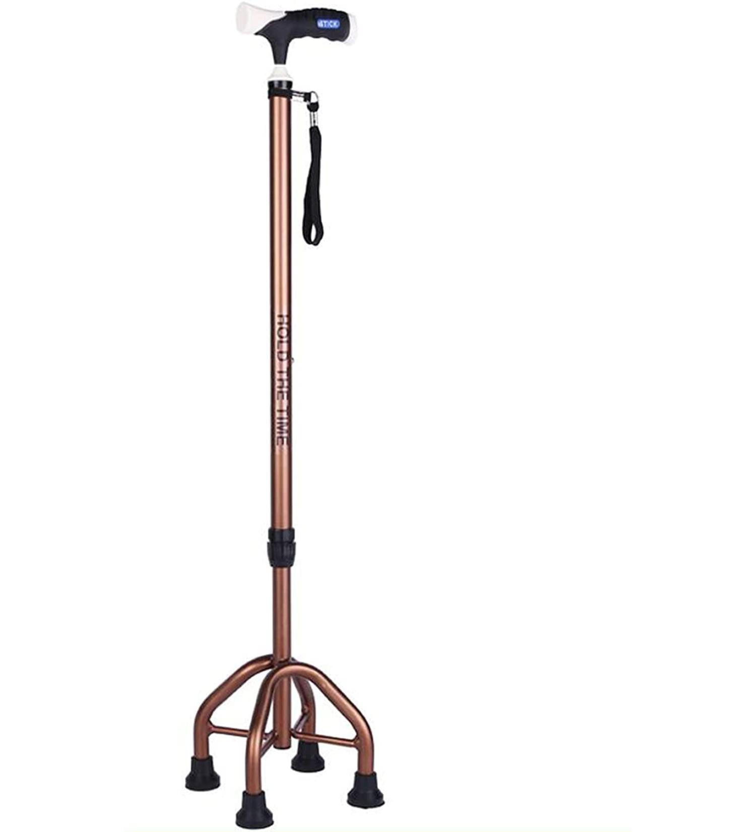 Crutches for Walking Adjustable Quad Cane with Wrist Strap Ergonomic Handle Mobility Aid for Elderly Seniors & Handicap for Tall 39-71in Silver/Gold/Brown Purposiveness - Buy Online on GoSupps.com
