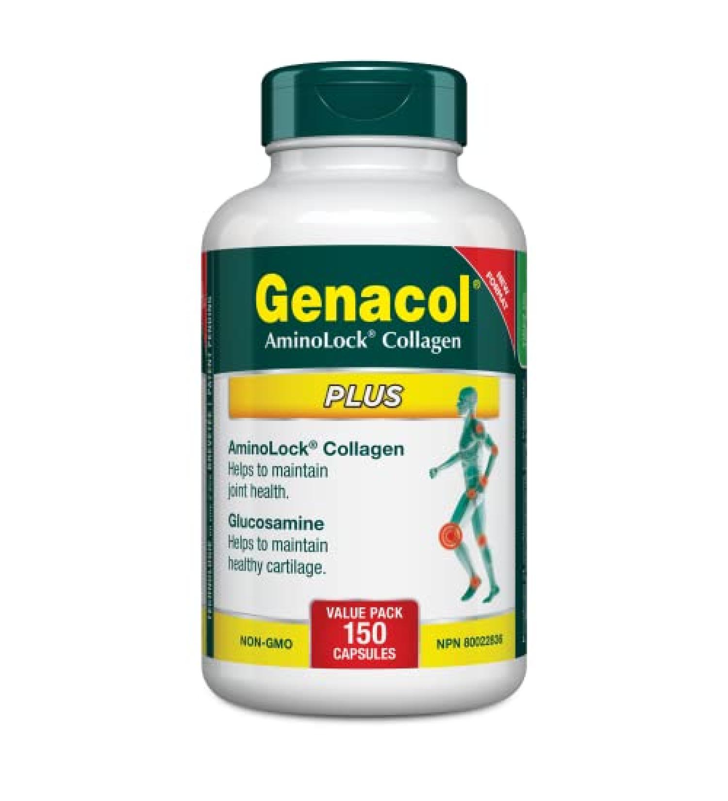 Genacol Glucosamine & Collagen Joint Supplement | Helps Relieve Joint Pain Protects and Maintains Healthy Cartilage |Contains AminoLock Patented Collagen Peptides | GENACOL PLUS 150 Capsules 150 count (Pack of 1) - Buy Online on GoSupps.com