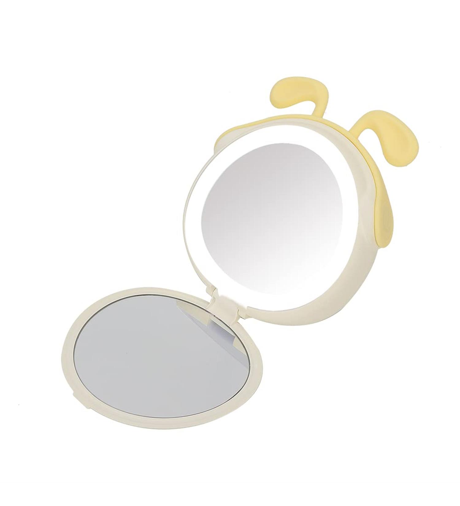 HURRISE Lighted Mirror Lightweight Mirror with Lights Travel Mirror 3000mAh USB Power Bank Compact Mirrors Travel Use for Home Use Touch Up Daily Use (Yellow) - Buy Online on GoSupps.com