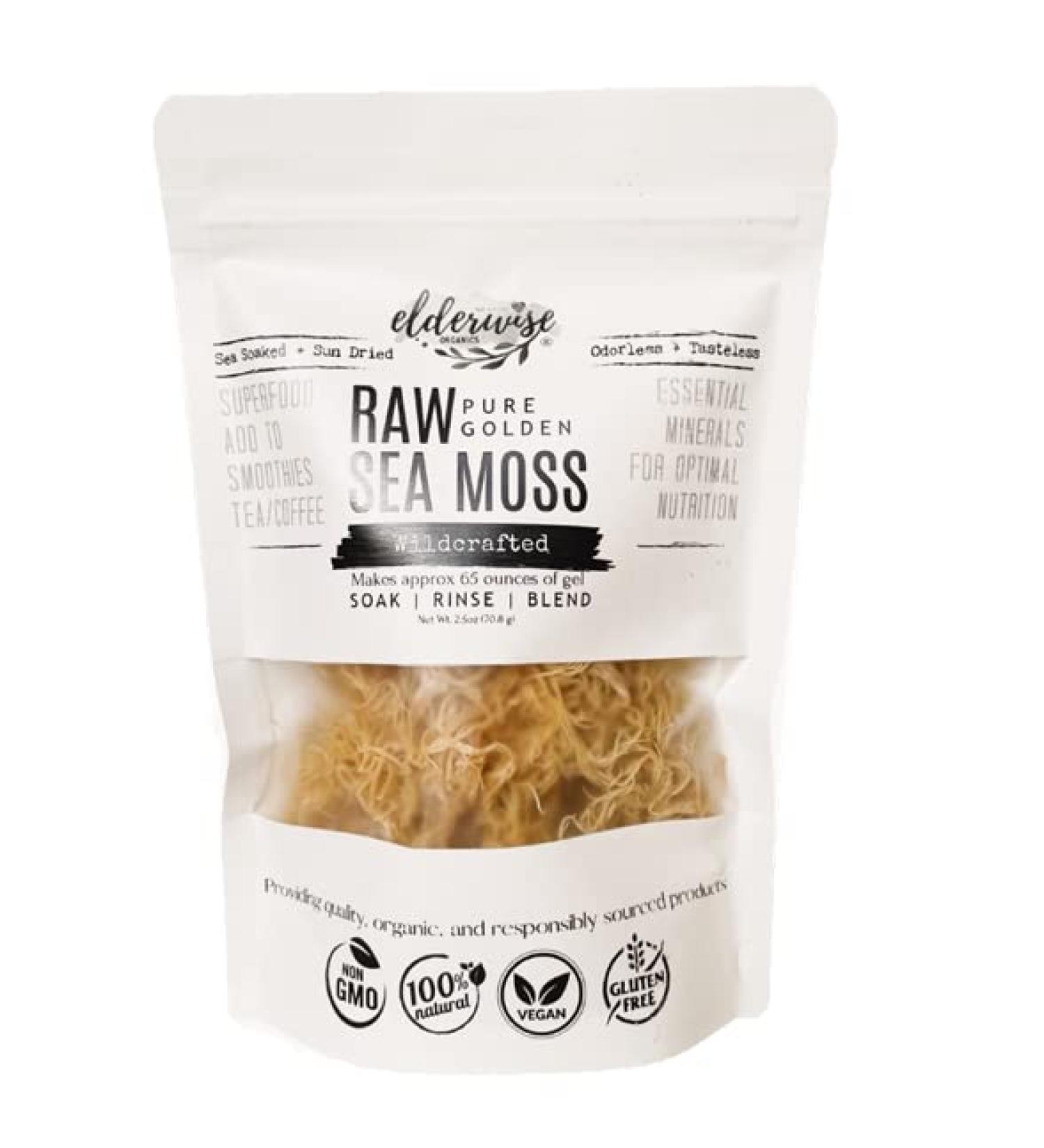 Wildcrafted Sea Moss 2.5 oz - Makes 64 oz Gel | Raw, Non GMO, Sundried | Saint Lucia - Mineral Rich & Golden - Buy Online on GoSupps.com