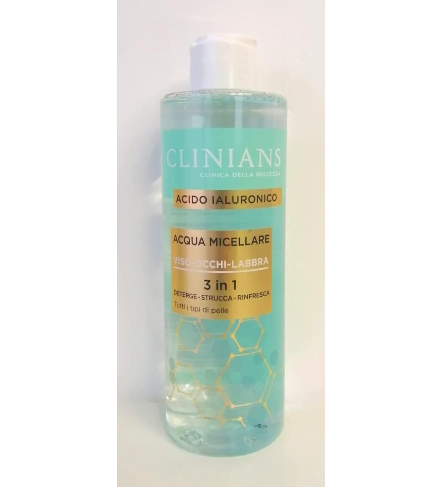 CLINIANS Clinians 3-in-1 Micellar Water for Face Eyes and Lips: Cleanses Waters and Refreshes with hyaluronic acid for all skin types 400 ml