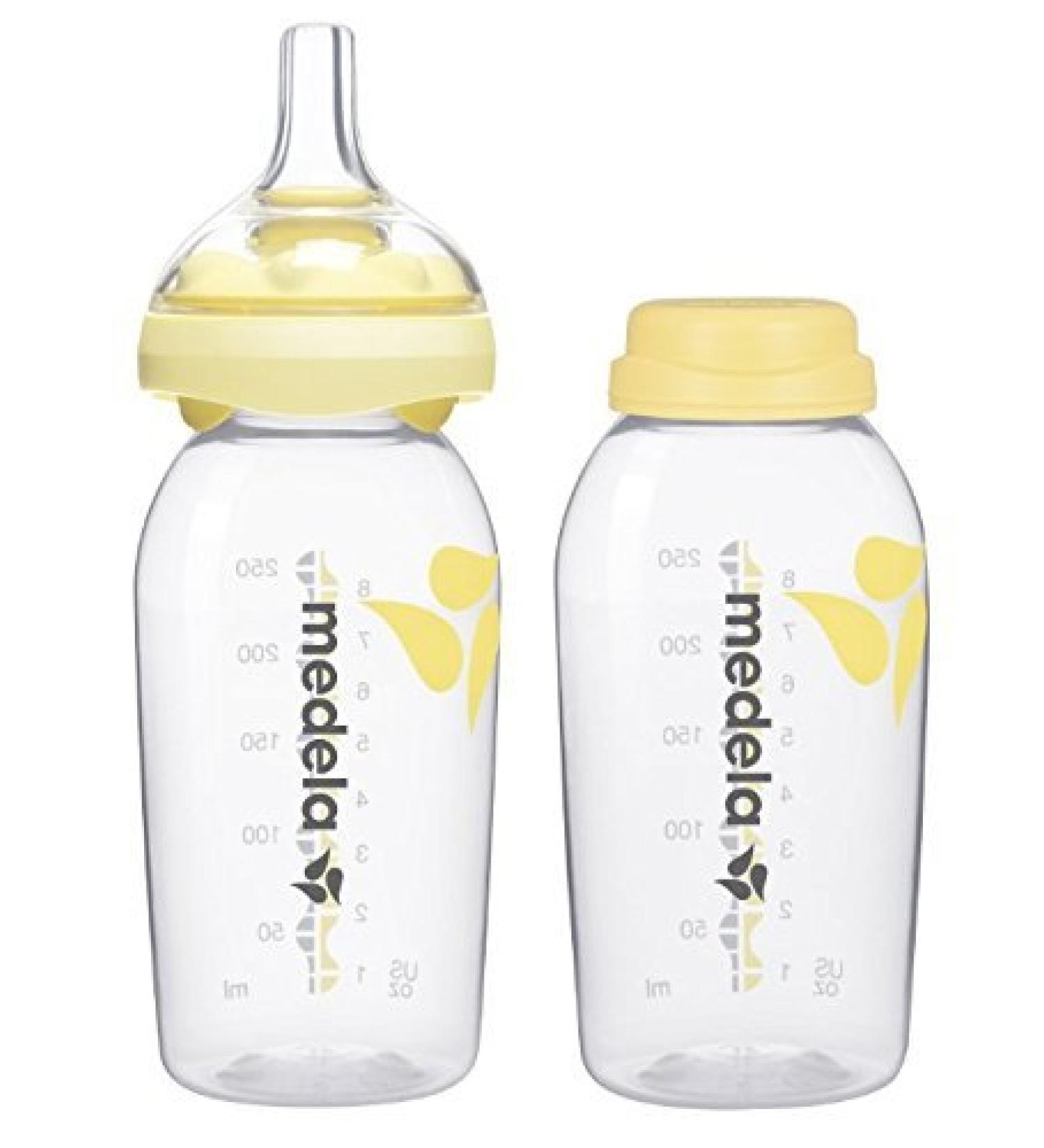 Medela Calma Breastmilk Bottle Base & Nipple Set - Yellow - 8 oz - 2 pk