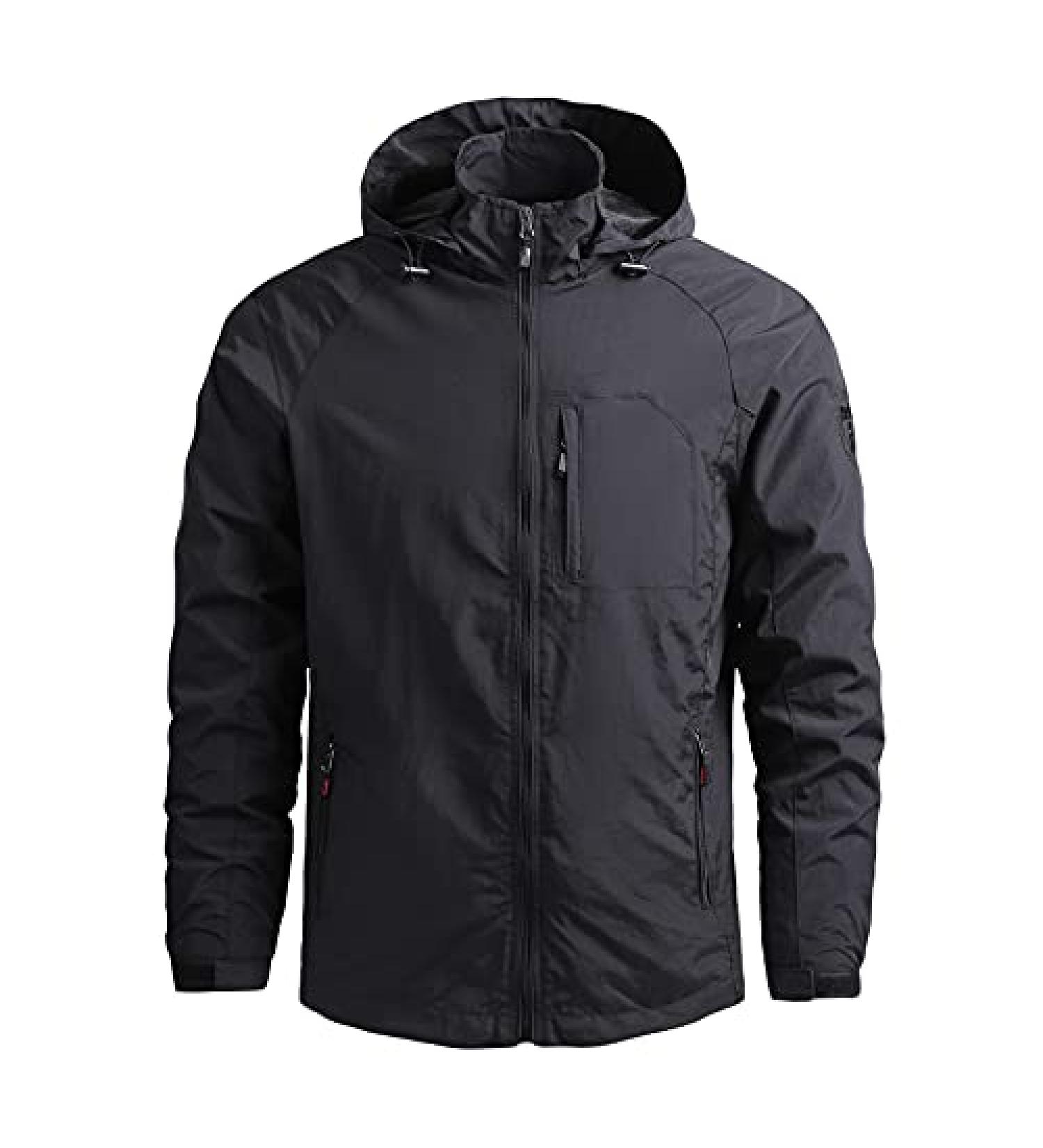 GXLONG Men's Lightweight Waterproof Rain Jacket with Detachable Hood - XX-Large, Black - Buy Online on GoSupps.com