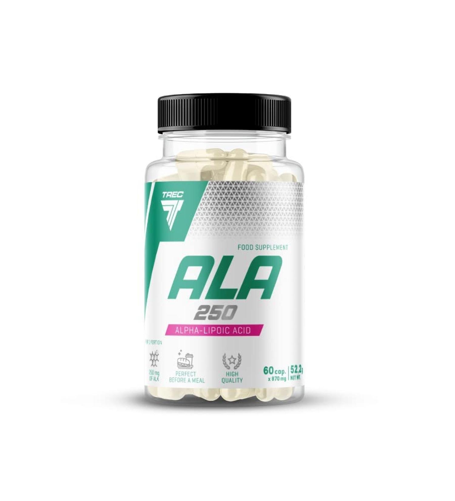 Trec Nutrition ALA 250 | Natural Alpha Lipoic Acid Antioxidant for Bodybuilding | 60 Capsules - Shop Internationally - Buy Online on GoSupps.com