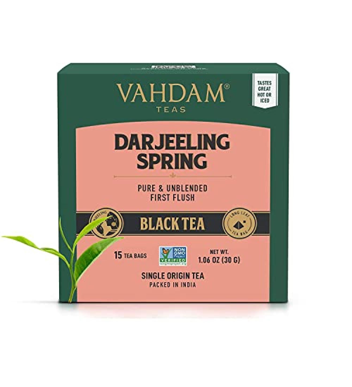 Vahdam Teas Black Darjeeling Tea - 15 Premium Tea Bags (1.06 oz) | Authentic Flavor - Buy Online on GoSupps.com