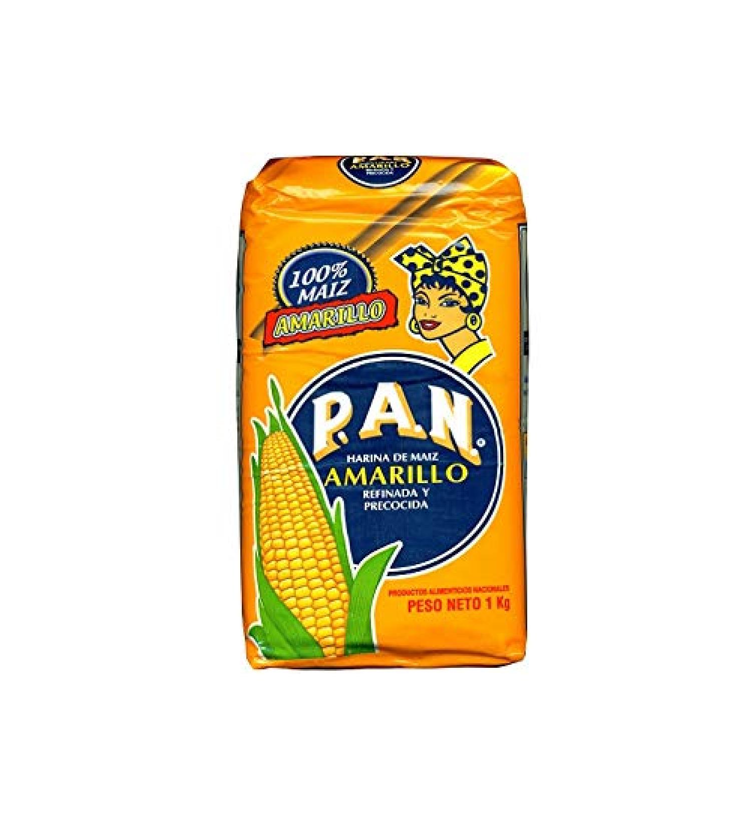 Harina Pan Amarilla 1kg / Pre Cooked Yellow Corn Flour for Arepa Corn Meal for Cooking