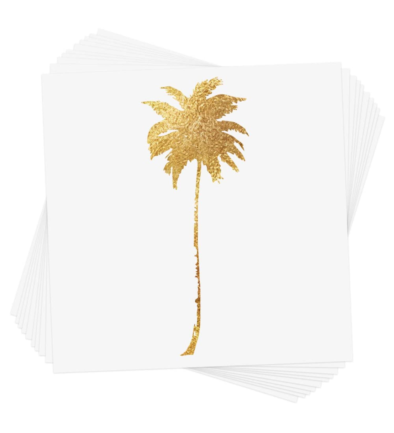 GOLDEN PALM Set of 10 Premium Waterproof Metallic Gold Tropical Temporary Foil Flash Tattoos - Beach Party Favor & Supplies - Buy Online on GoSupps.com