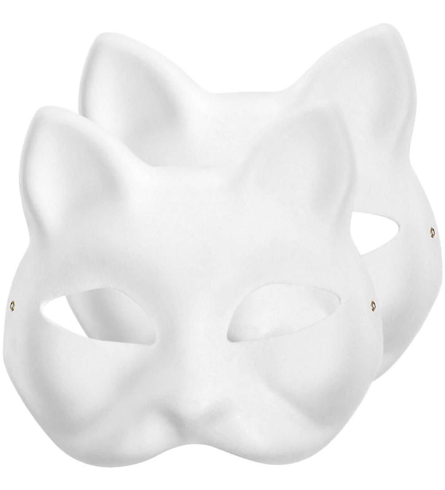 Upkoch 2 Pack Cat Mask - DERIAN-FUCHS-MASKE White DIY Paintable Animal Mask for Cosplay Easter Party & Masquerade Costumes - Buy Online on GoSupps.com
