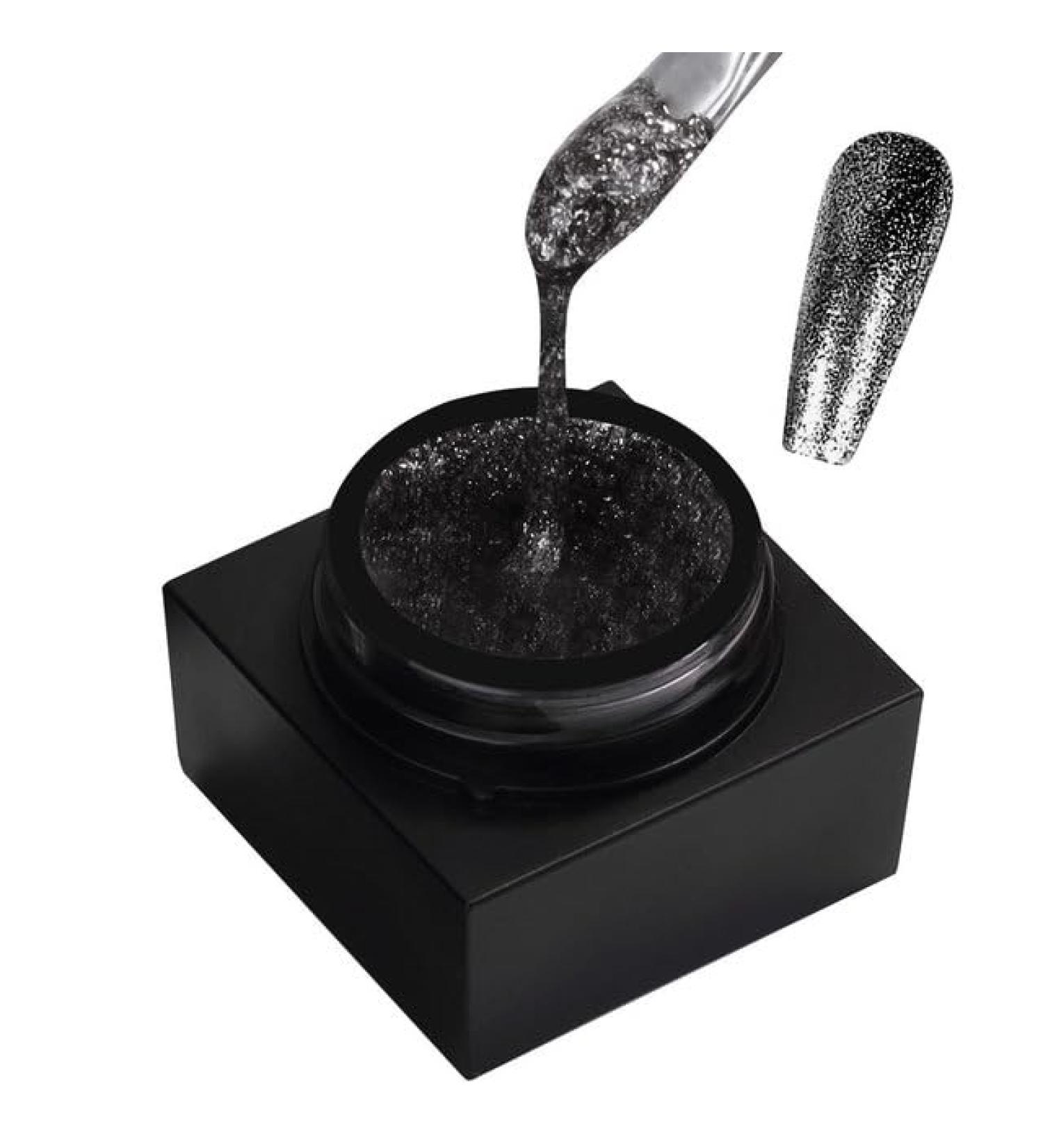 Reflective Gel Nail Polish UV Gel Shiny Platinum Nail Art Lasting Shiny 5ml Platinum Glitter Nail Polish Varnish Manicure Gel - (Color: Black) - Buy Online on GoSupps.com