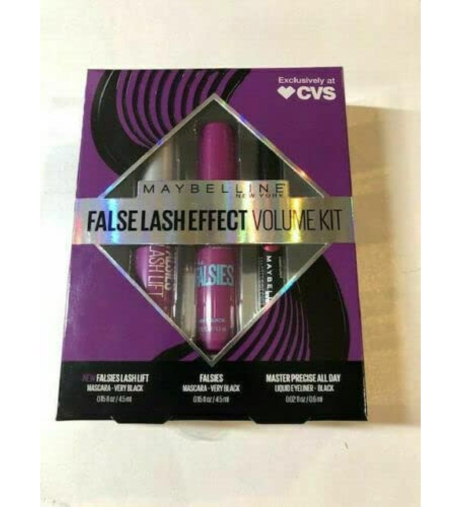 Maybelline False Lash Effect Volume Kit Mascara + Liquid Eyeliner Set in Black/Very Black