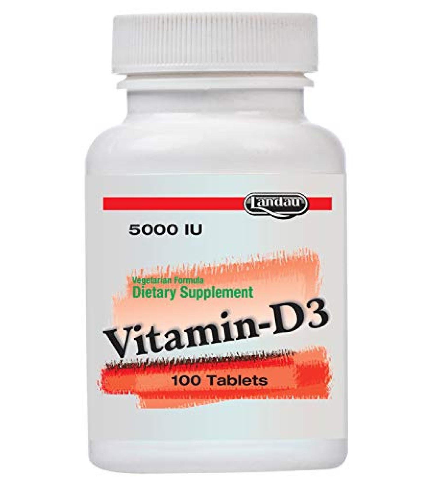 Landau Kosher Vitamin D3 5000 IU - 100 Tablets