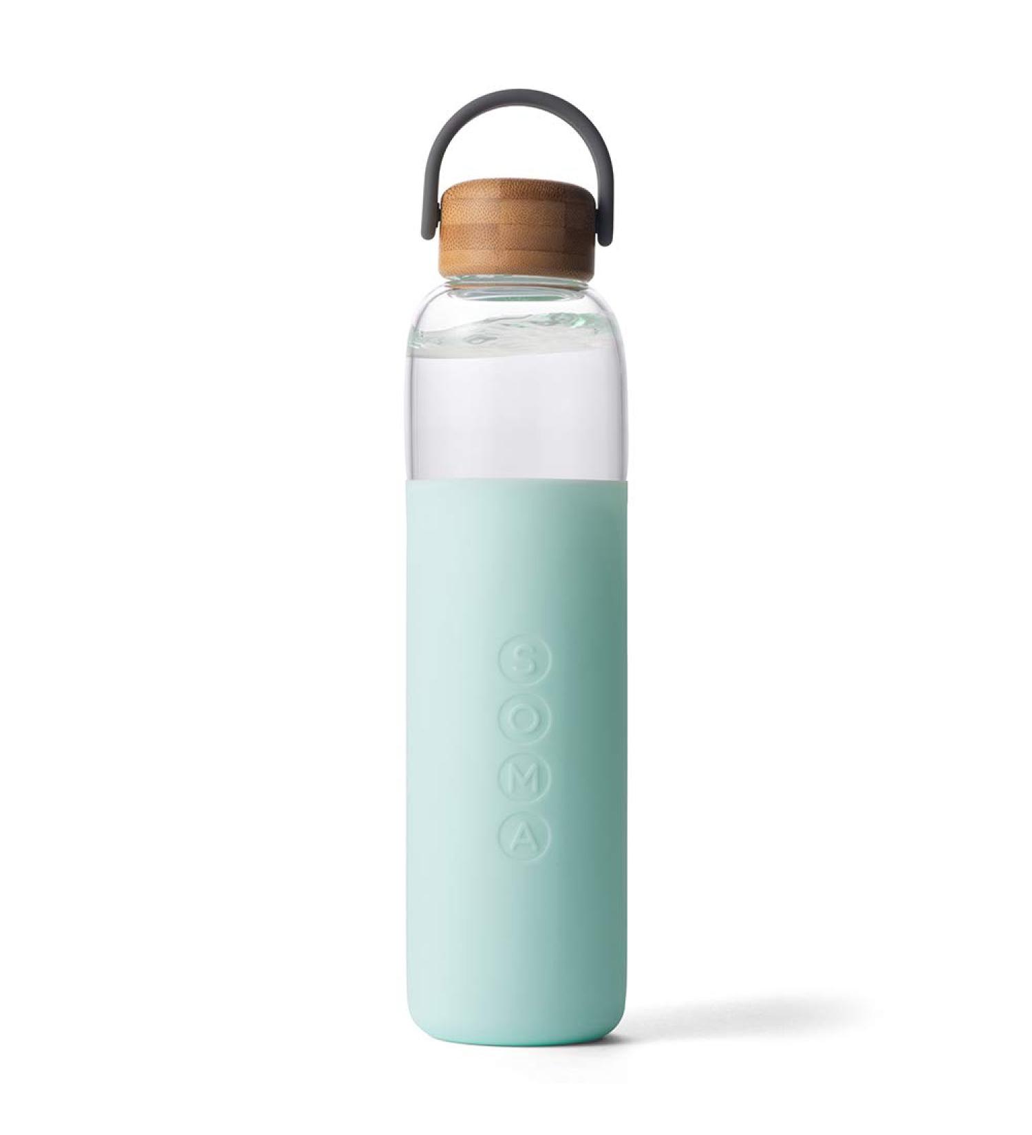 Soma 25oz BPA-Free Glass Water Bottle with Mint Silicone Sleeve - Eco-Friendly & Stylish - Buy Online on GoSupps.com