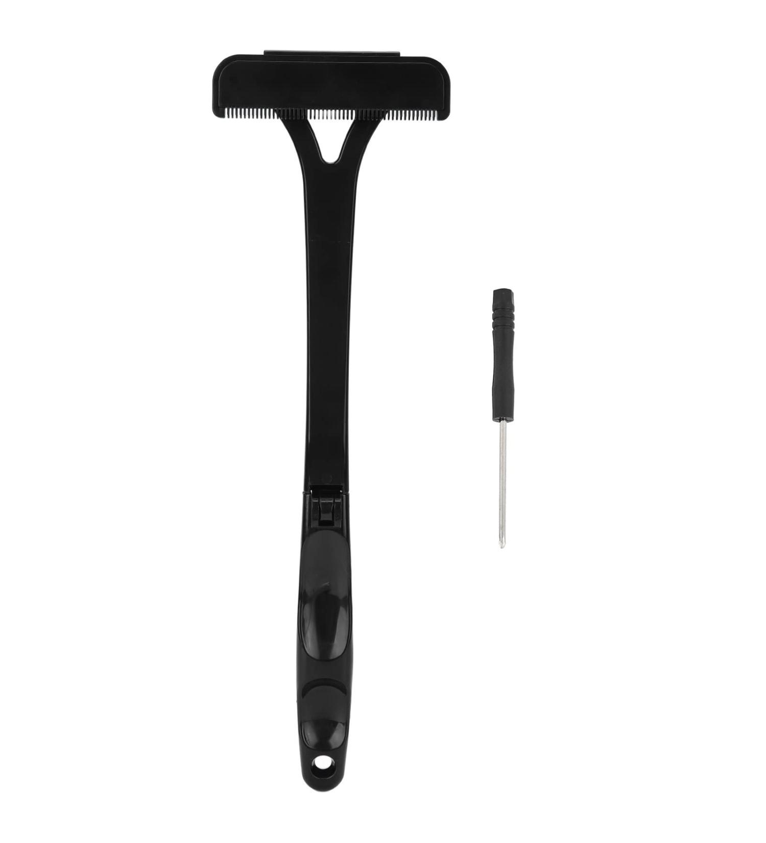 Brnoo Back Razor for Men | Extra Long Handle & Foldable Body Hair Cutter | Professional Black Back Blade (No Blade) - Buy Online on GoSupps.com