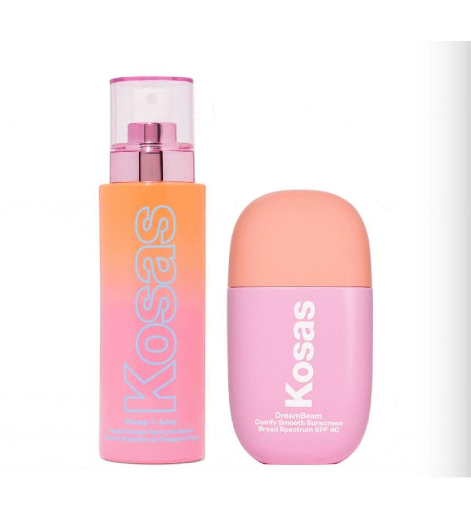Kosas Skin Prep Set - Dreambeam Original SPF Full-Size + Plump & Juicy Collagen Spray-On Serum Full-Size + Bonus Premium Korean Hydrating Sheet Masque