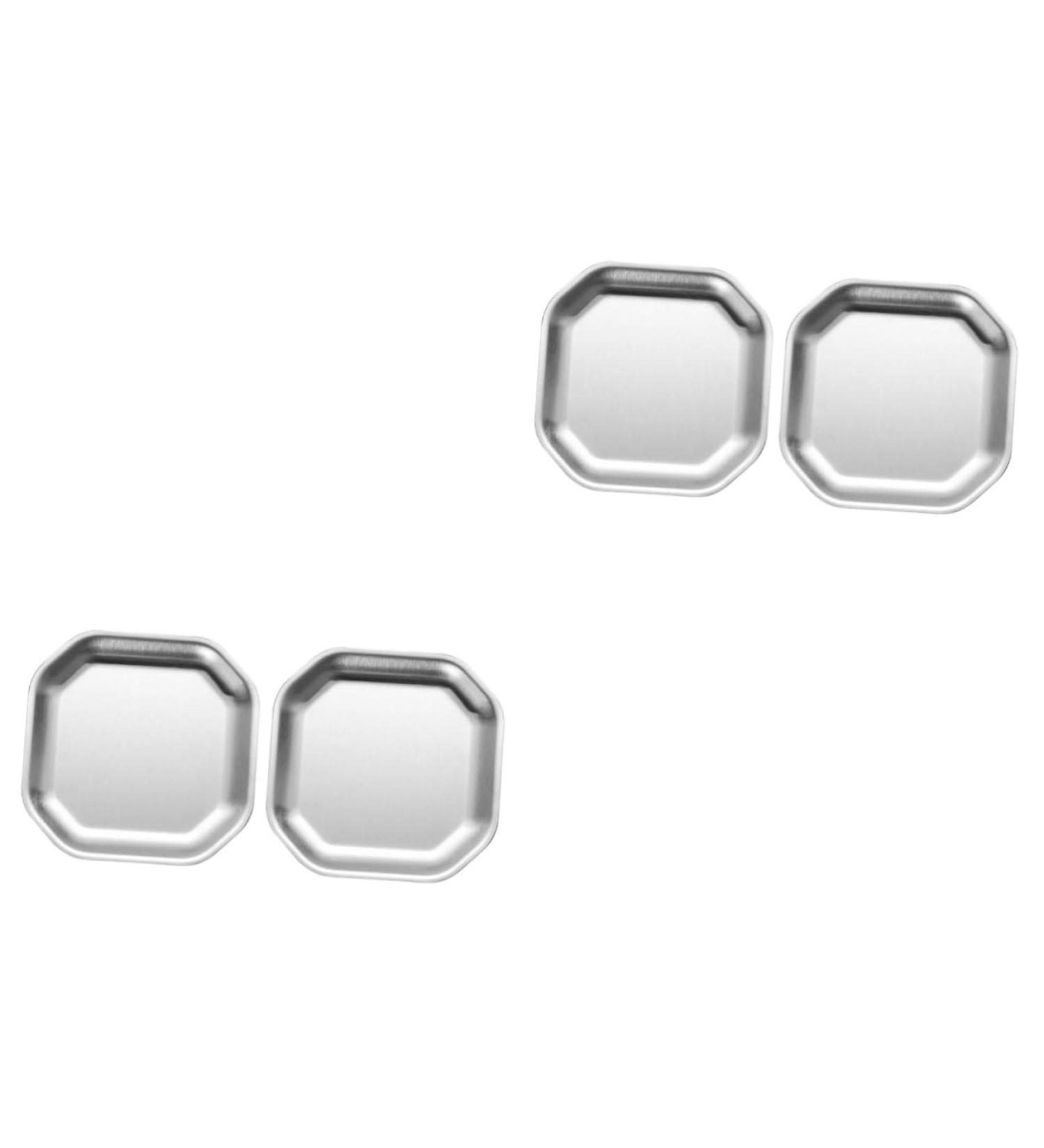 Zerodeko Dipping Bowls 4 pcs Stainless Holder Food Pickle Sushi Silver Dish Tray Bowl Kitchen Trays Household Sauce for 10.4X10.4X0.3CMx2pcs Silverx2pcs - Buy Online on GoSupps.com