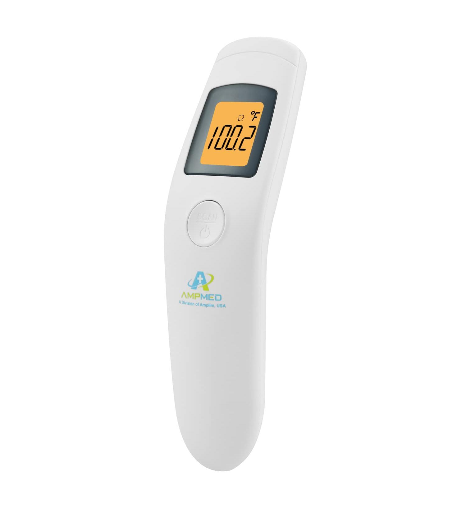 Amplim Hospital Medical Grade Non Contact Forehead Thermometer for Adults, Kids, Toddlers, Infants - FSA HSA Eligible - White - Buy Online on GoSupps.com