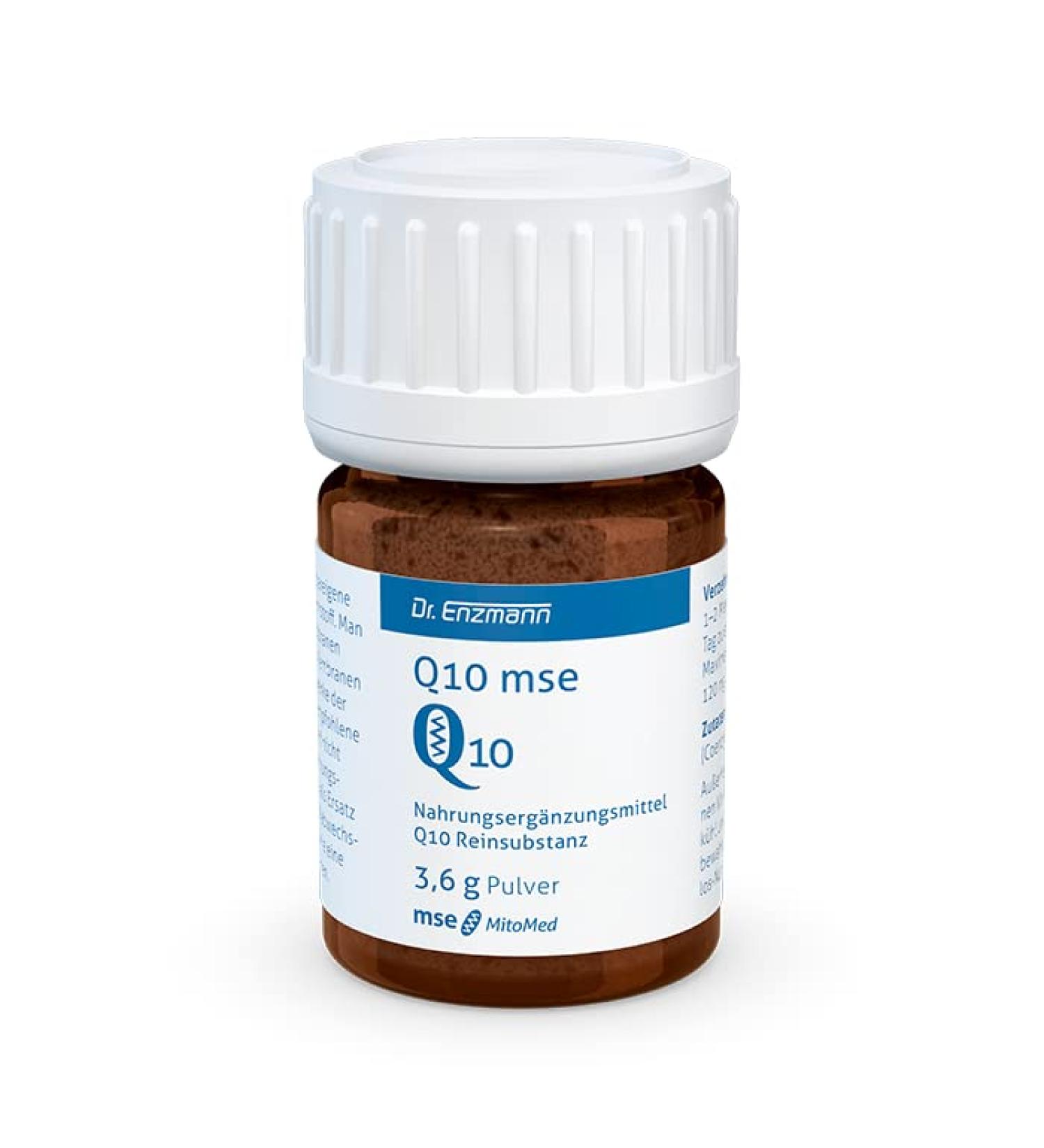 Buy Q10 MSE Powder (3.6g) in Glass Bottle - High-Dose Ubiquinone Vegan Hypoallergenic - Supports Nerves & Immune System - Made in Germany by Dr. Enzmann - Buy Online on GoSupps.com