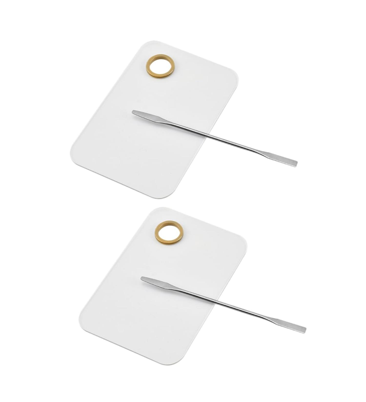 Buy Hemoton 2 Sets Beauty Palette: Acrylic Makeup Mixing Tray & Stainless Steel Nail Palette for Eyeshadow & Foundation - International Shipping Available - Buy Online on GoSupps.com