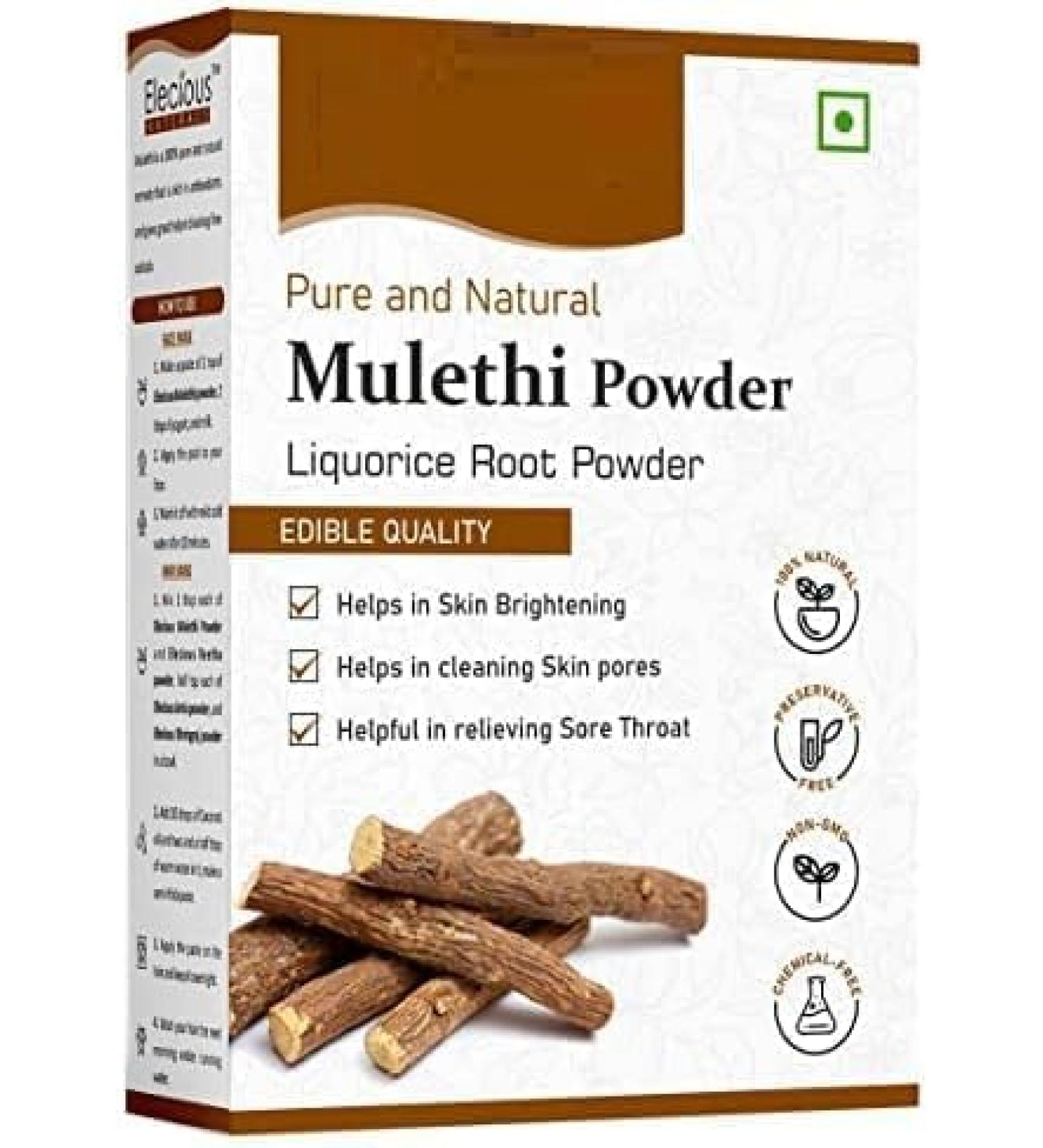 Mulethi Powder For Body Skin Face and Hair (200 Grams) Skin Whitening | Yashtimadhu Powder Liquorice Powder for Eating - Buy Online on GoSupps.com