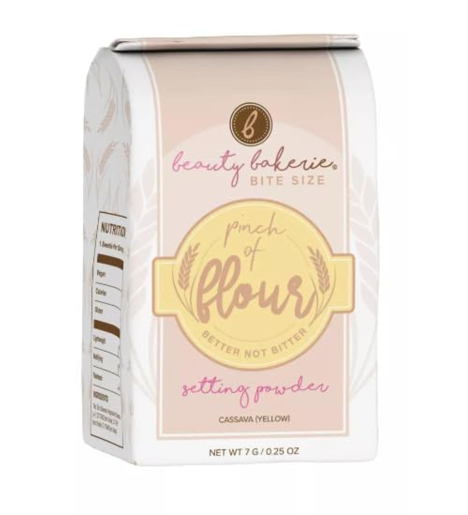 Beauty Bakerie Bite Size Pinch of Flour Setting Powder | Finishing Powder to set Makeup | 0.25 OZ/ 7G | (Cassava (Yellow))