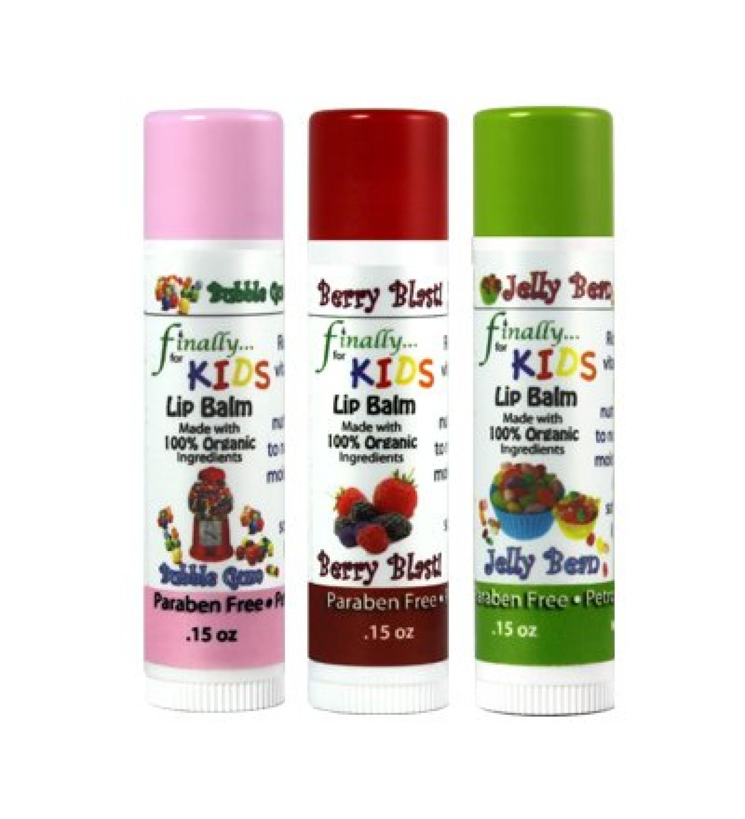 Finally Pure - Lip Balm Set for KIDS - Made with ALL ORGANIC Ingredients (.15 oz set of 3)