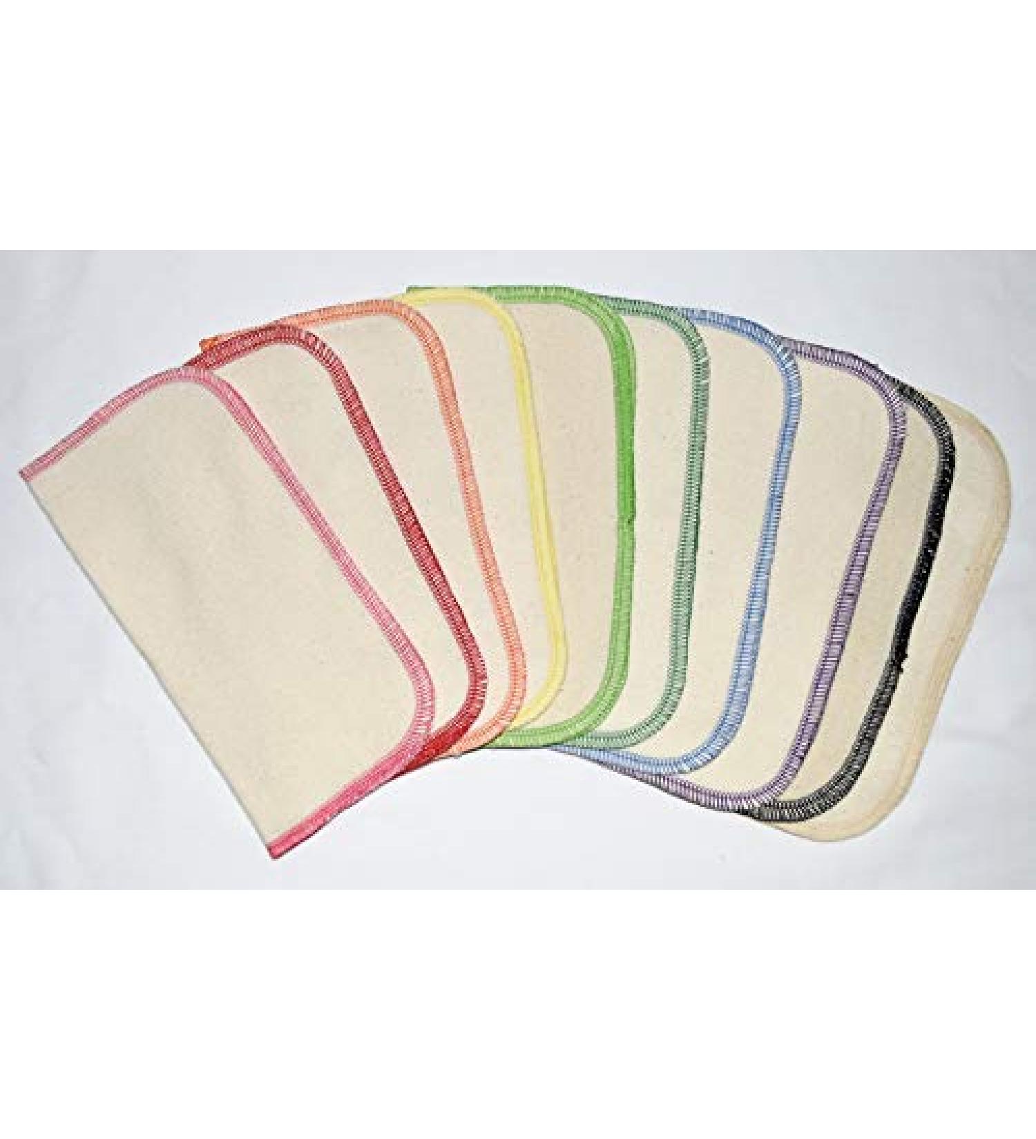 Organic Flannel Washable Baby Wipes 8x8 - Set of 10 | 1 Ply, Organic Thread, Crayon Palette - Buy Online on GoSupps.com