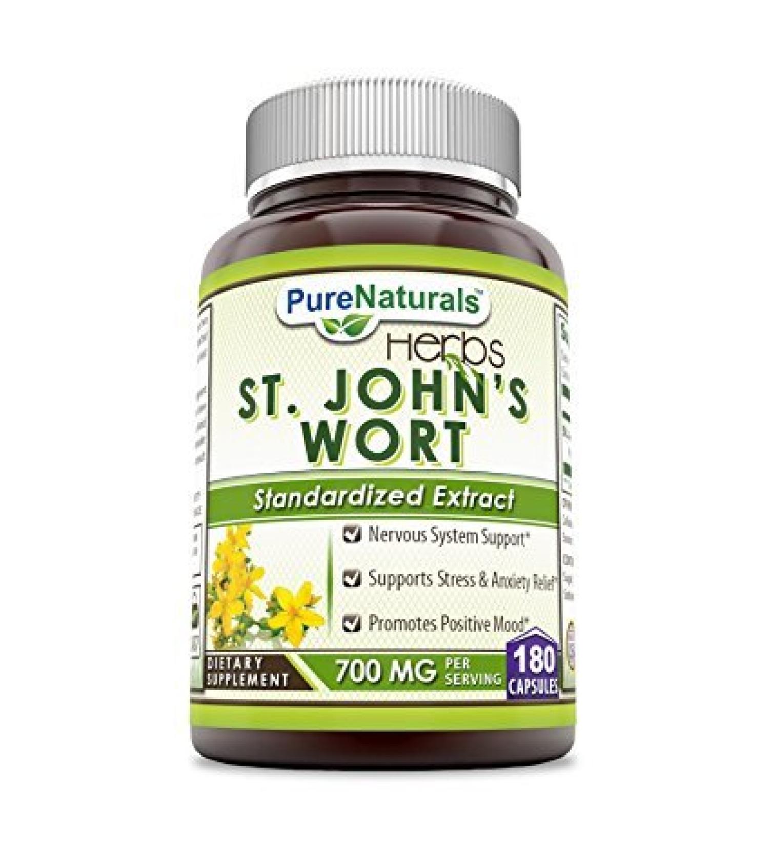 Pure Naturals St. John's Wort 700mg 180 Capsules - Nervous System & Mood Support - Buy Online on GoSupps.com