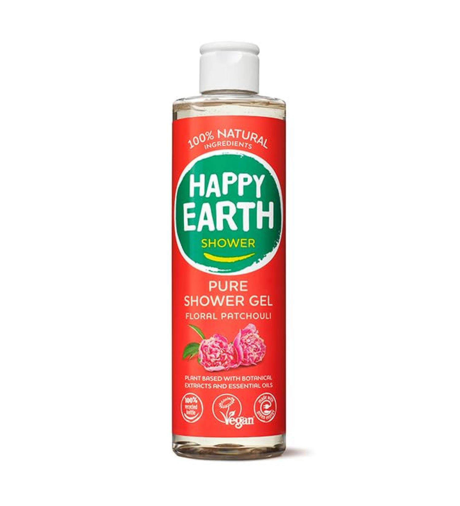 Happy Earth Shower Gel For Women and Men Shower gel 100 Natural Ingredients & Vegan Floral Patchouli 300 ML - Buy Online on GoSupps.com