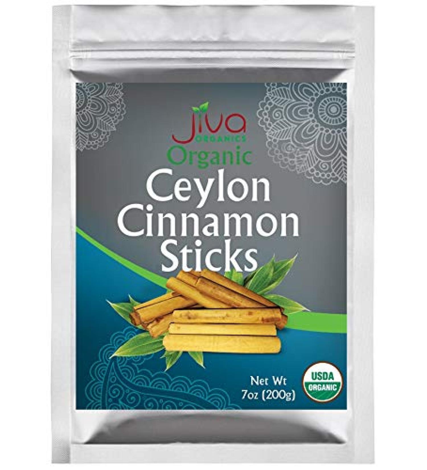 Organic Ceylon Cinnamon Sticks 7oz Bag | Raw Vegan Non-GMO | Fair Trade Gluten Free from Sri Lanka - Jiva Organics - Buy Online on GoSupps.com